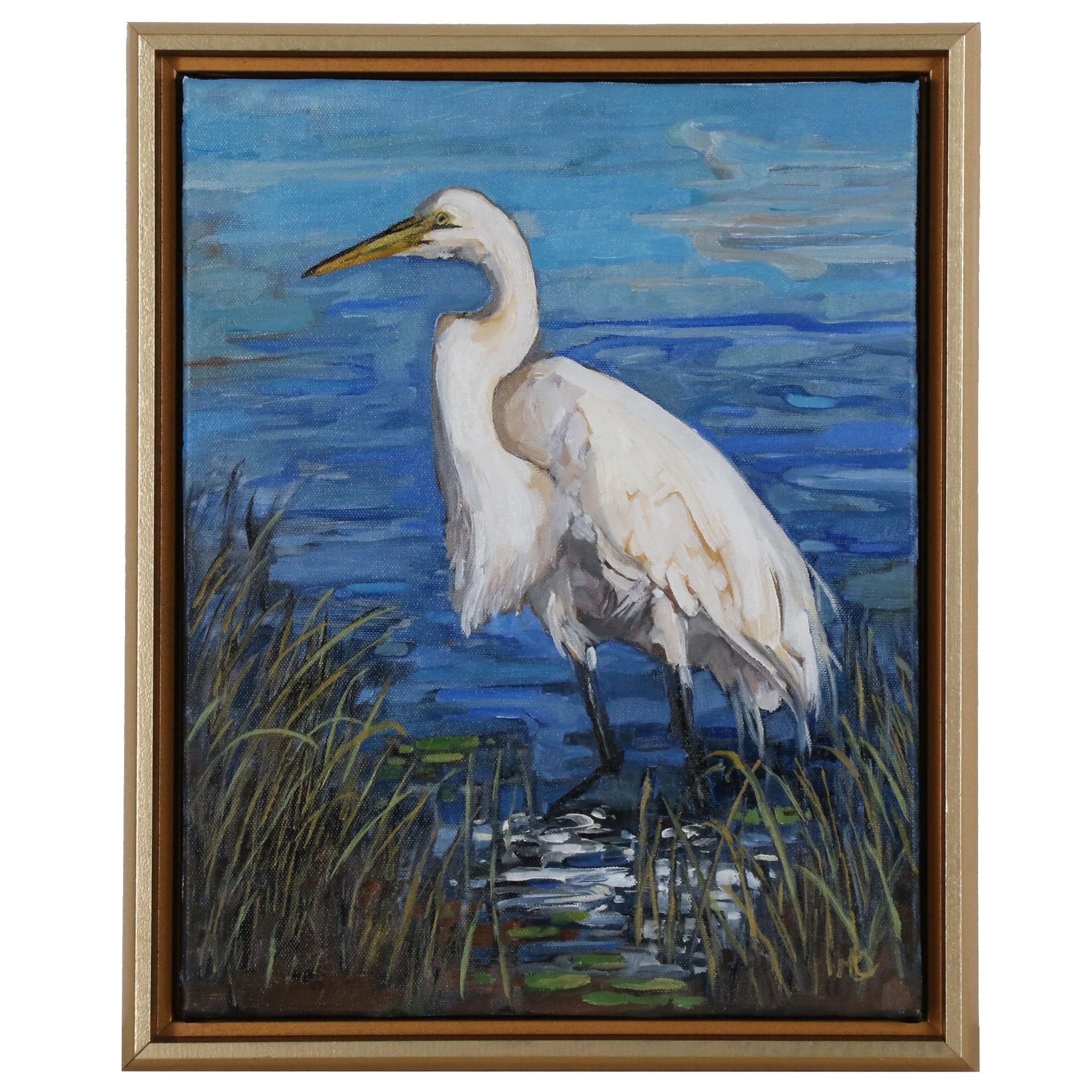 Monica Cascio Oil Painting "Egret in Azure No. 2"