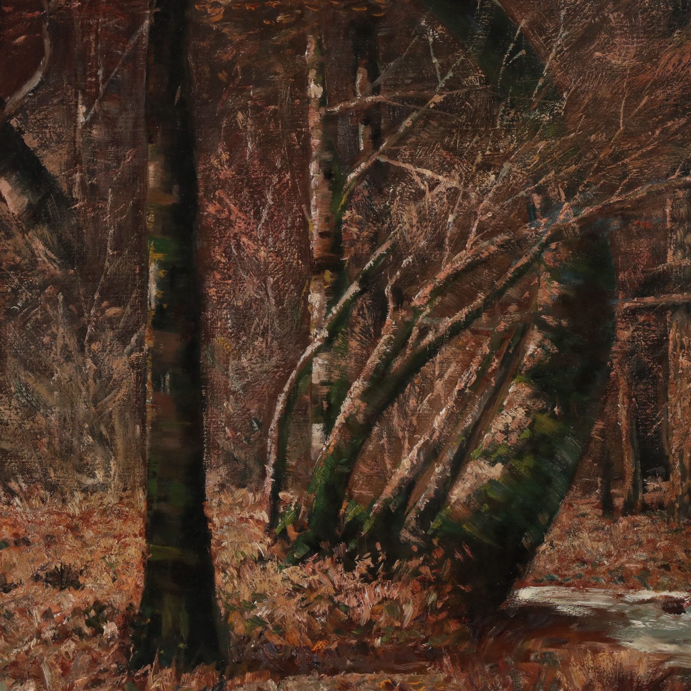 Thomas Corwin Lindsay Monumental Landscape Oil Painting "Autumn Forest"