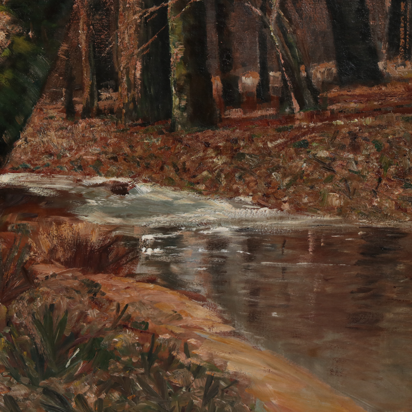 Thomas Corwin Lindsay Monumental Landscape Oil Painting "Autumn Forest"