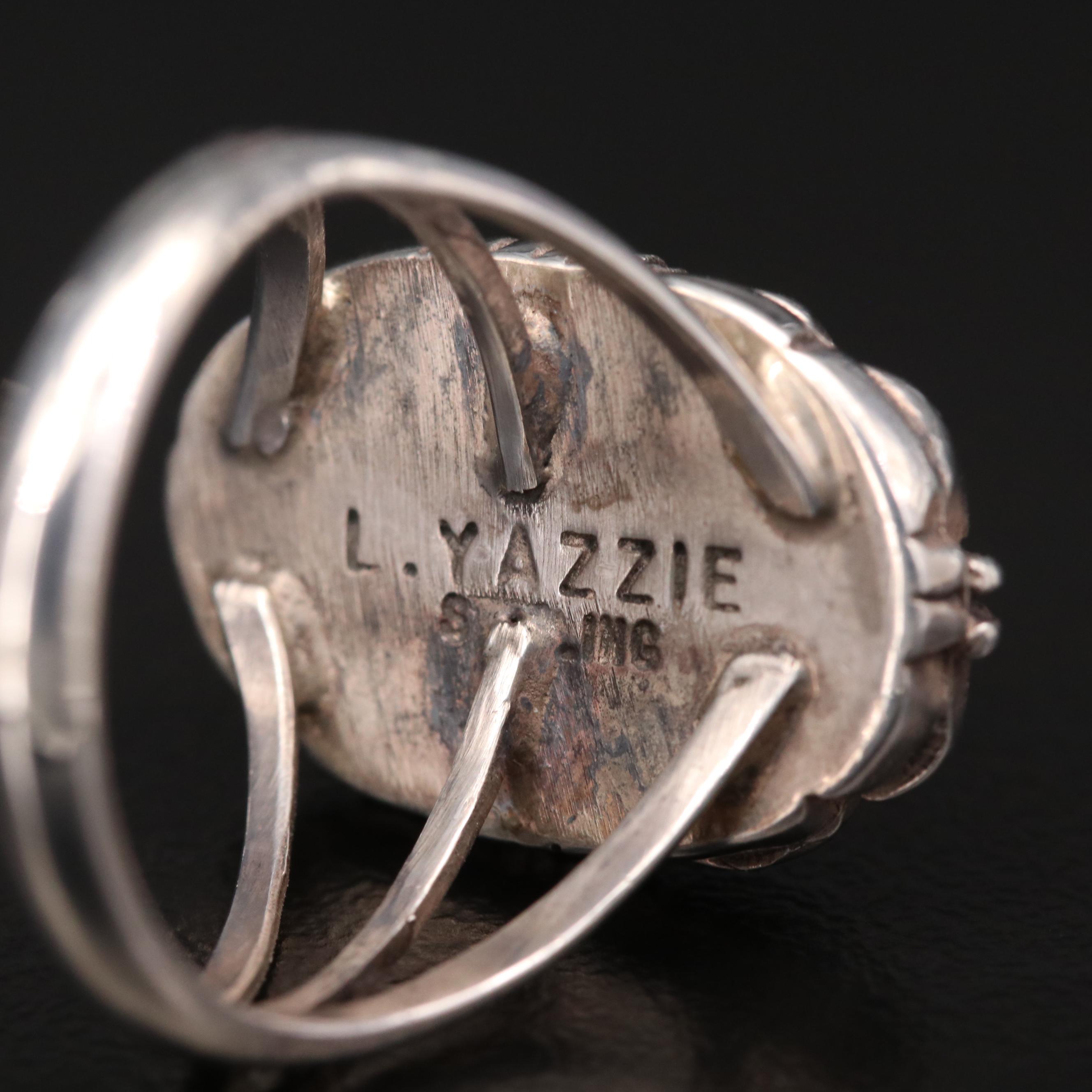 Leslie Yazzie Navajo Diné Shadow Box Rings with Turquoise and Black Onyx