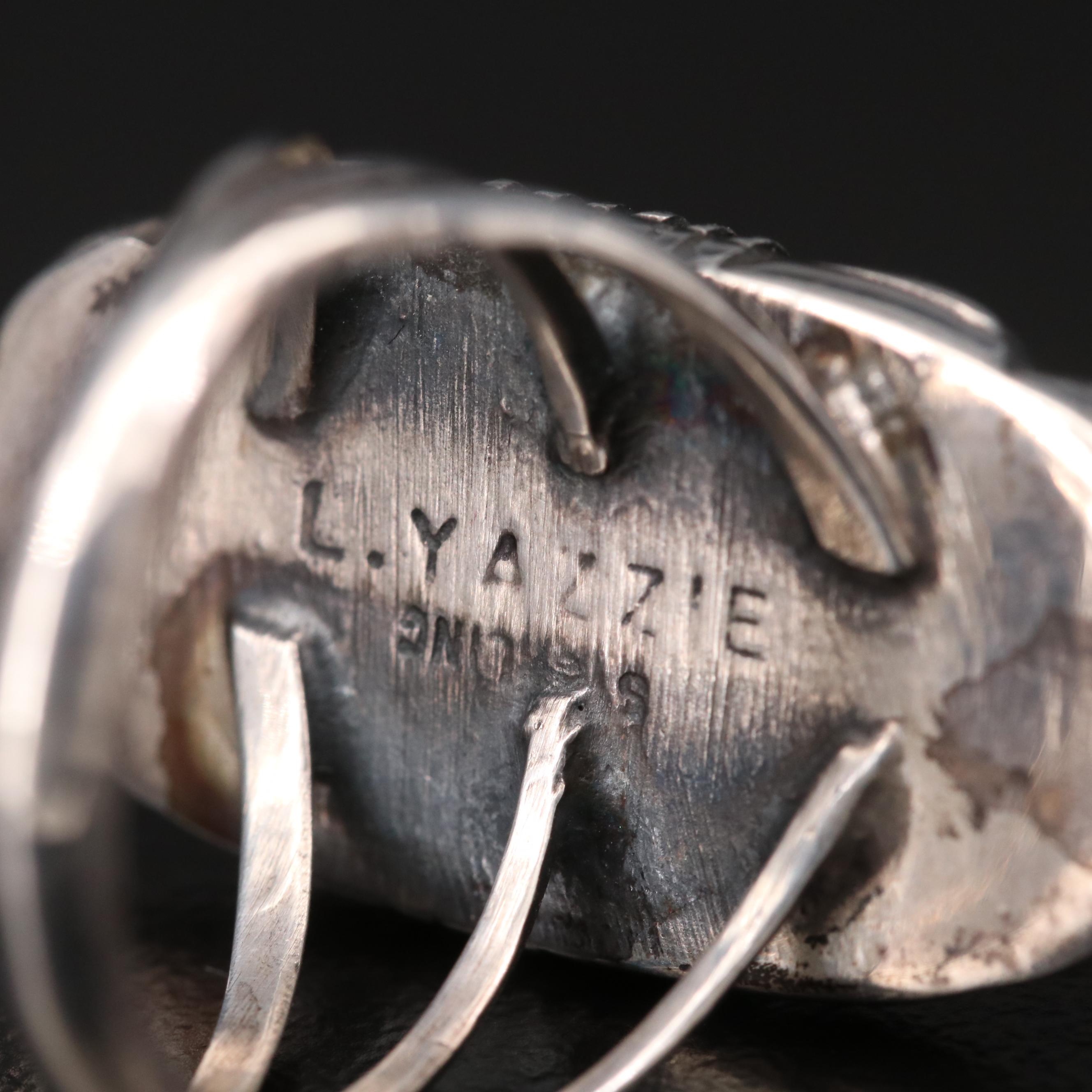 Leslie Yazzie Navajo Diné Shadow Box Rings with Turquoise and Black Onyx