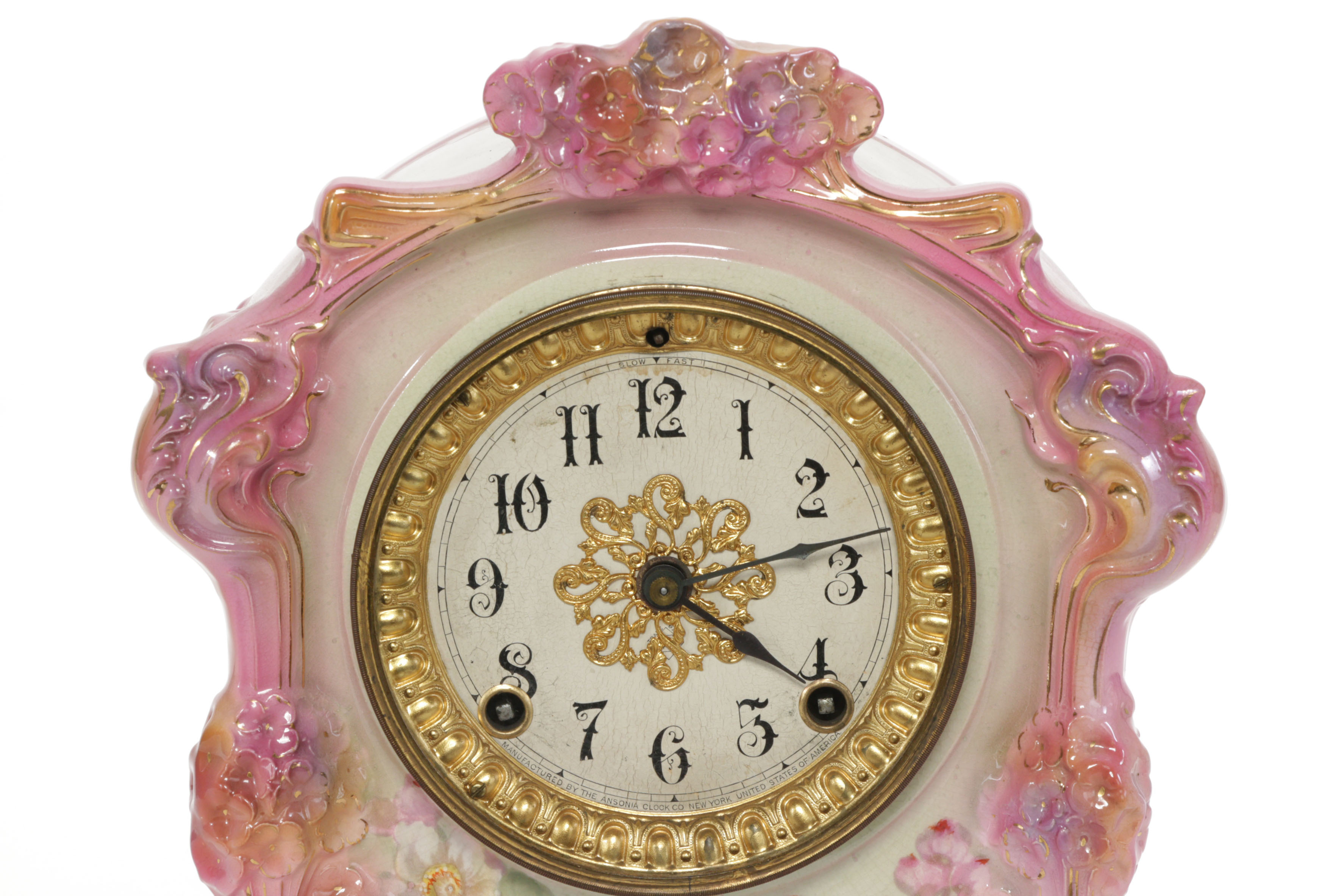 Ansonia Royal Bonn Porcelain Mantel Clock