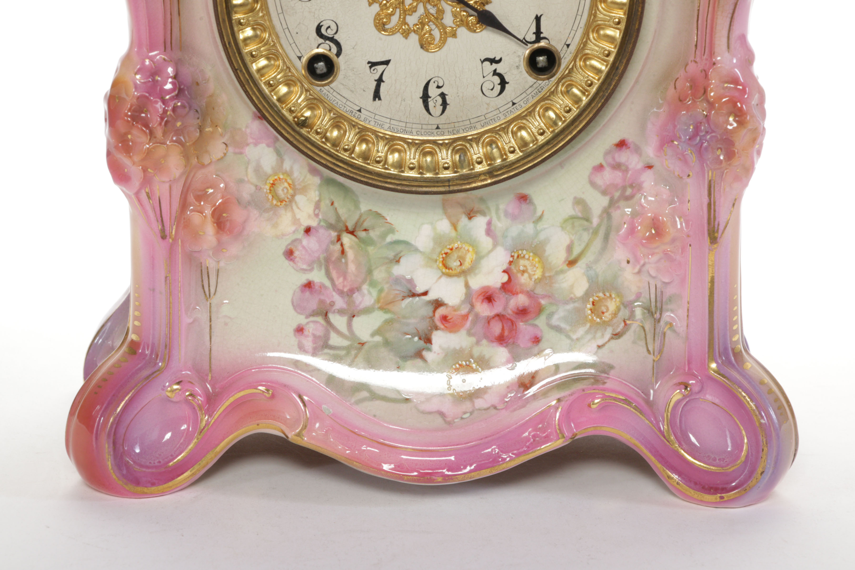 Ansonia Royal Bonn Porcelain Mantel Clock