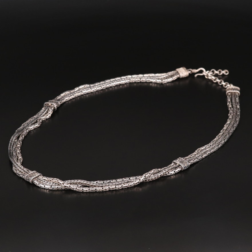 Sterling Silver Multi-Strand Belt with Rolo Chain and Hook Clasp