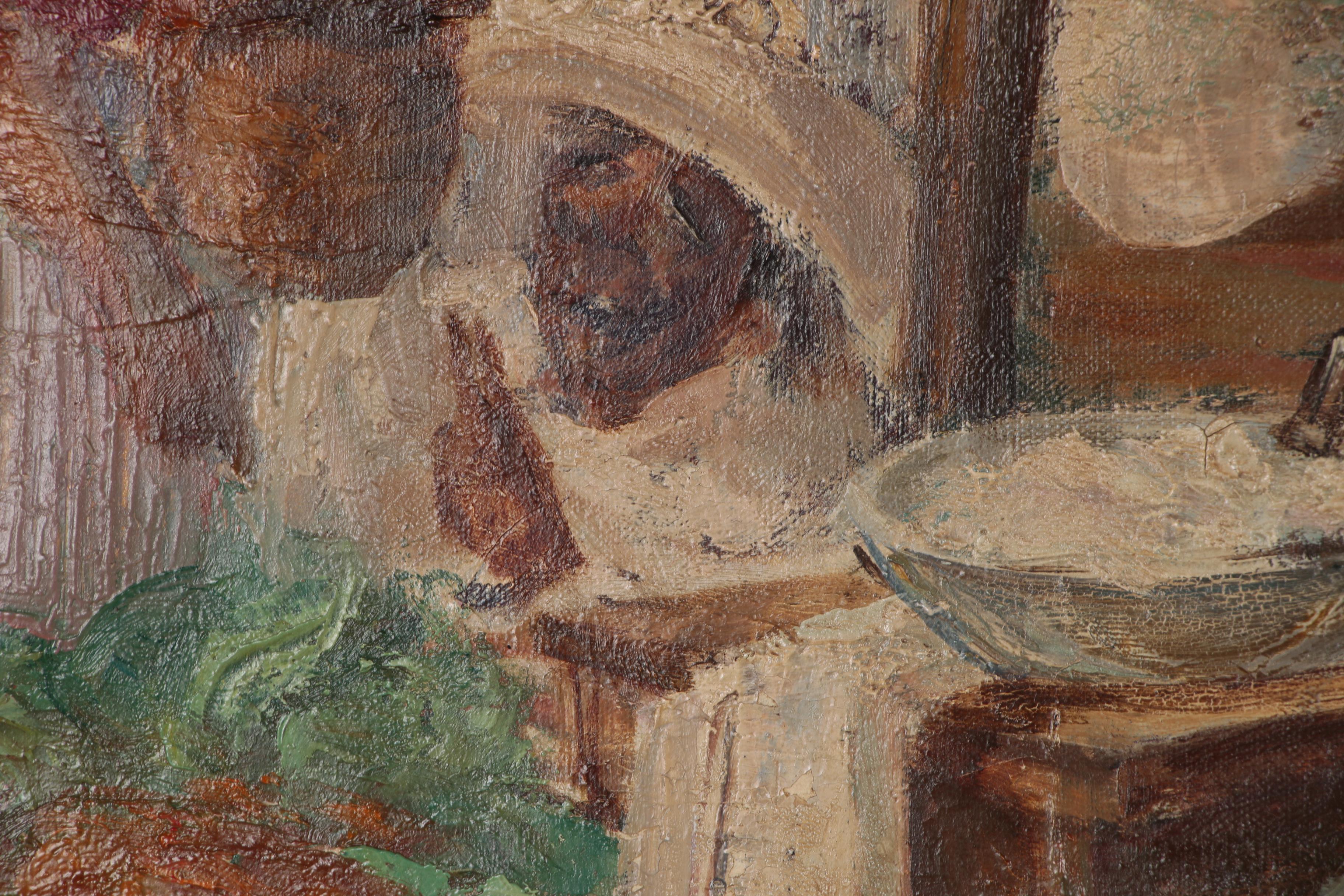 Irwin D. Hoffman Oil Painting "Barber Shop", circa 1936