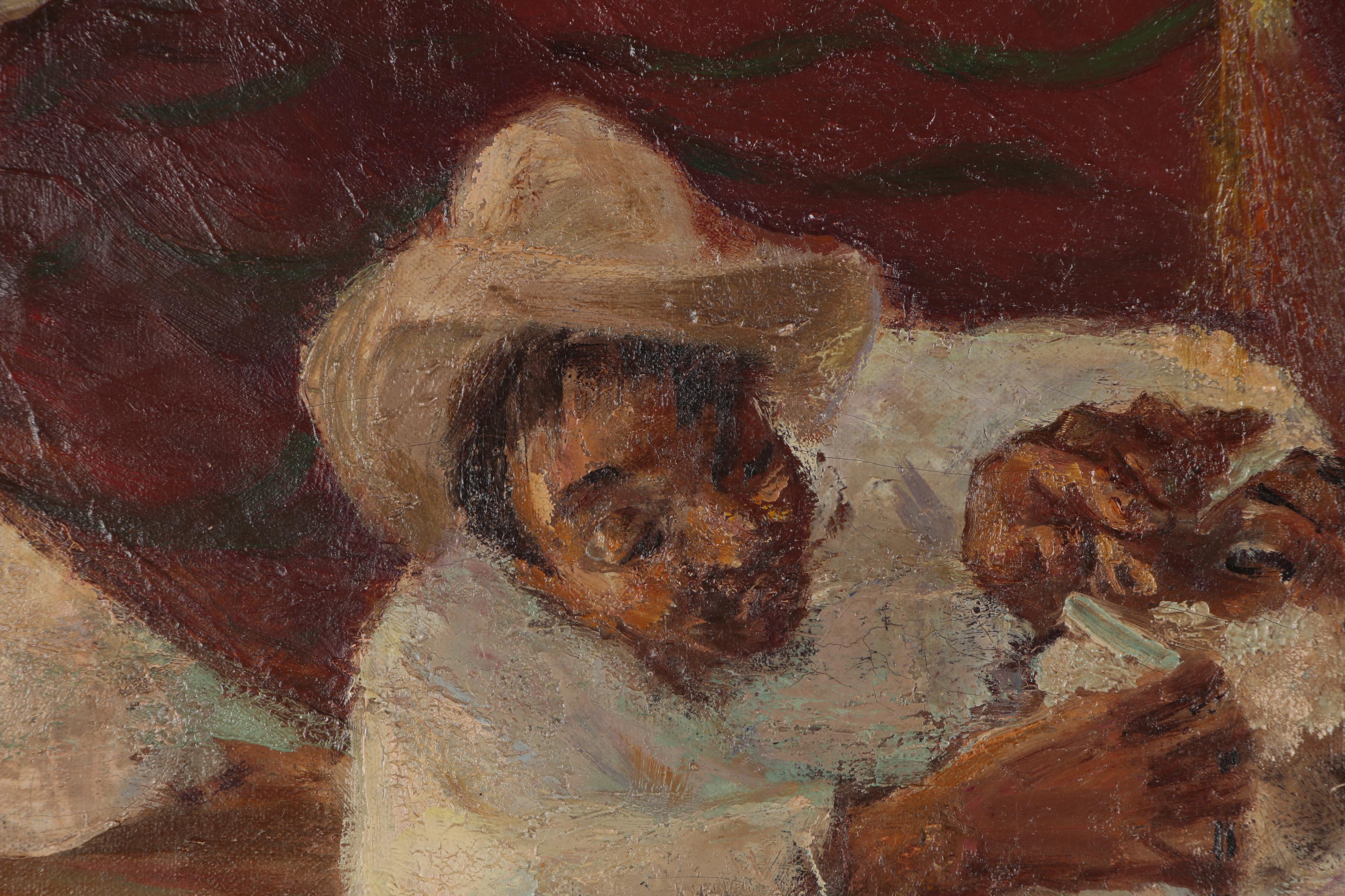 Irwin D. Hoffman Oil Painting "Barber Shop", circa 1936