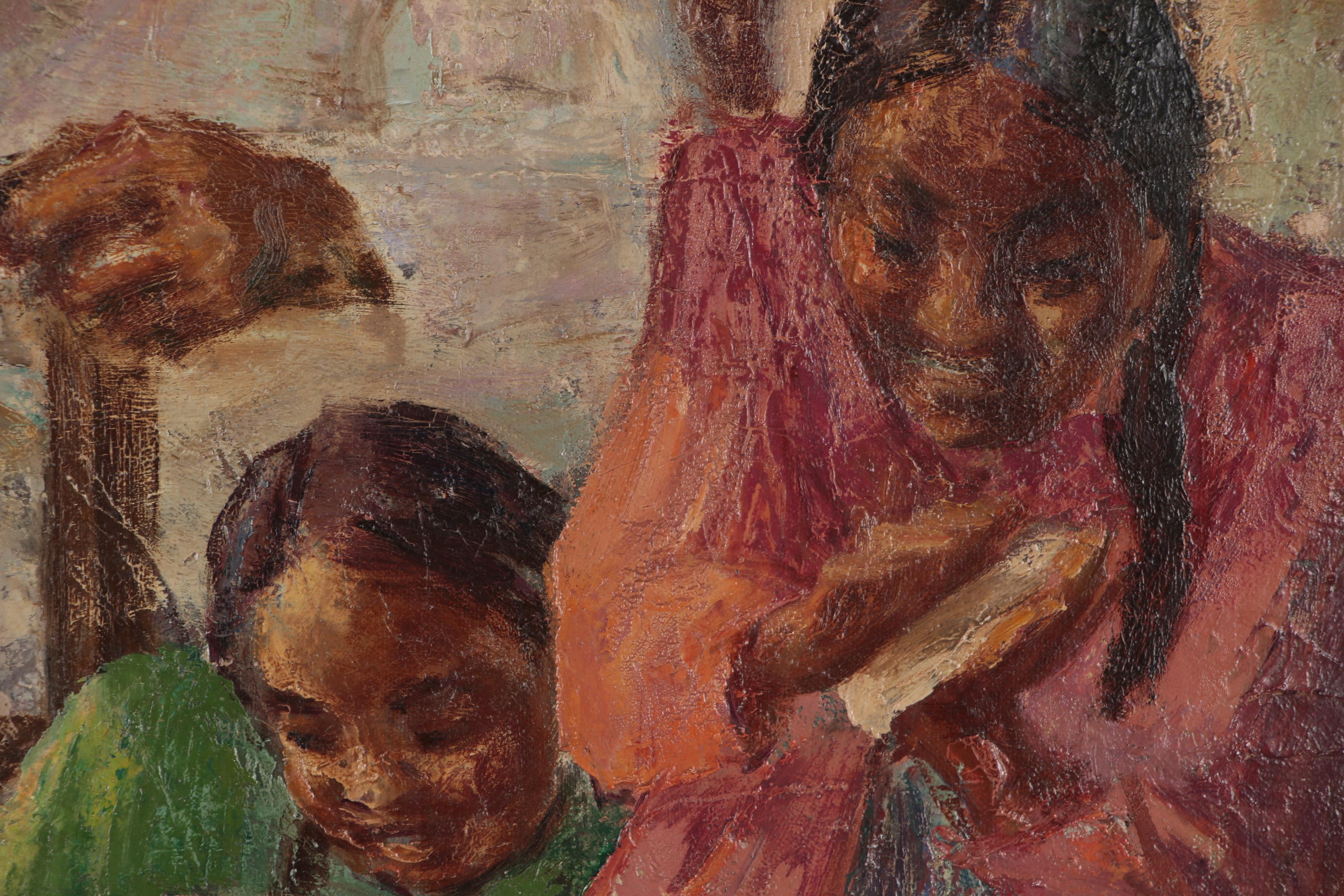 Irwin D. Hoffman Oil Painting "Barber Shop", circa 1936