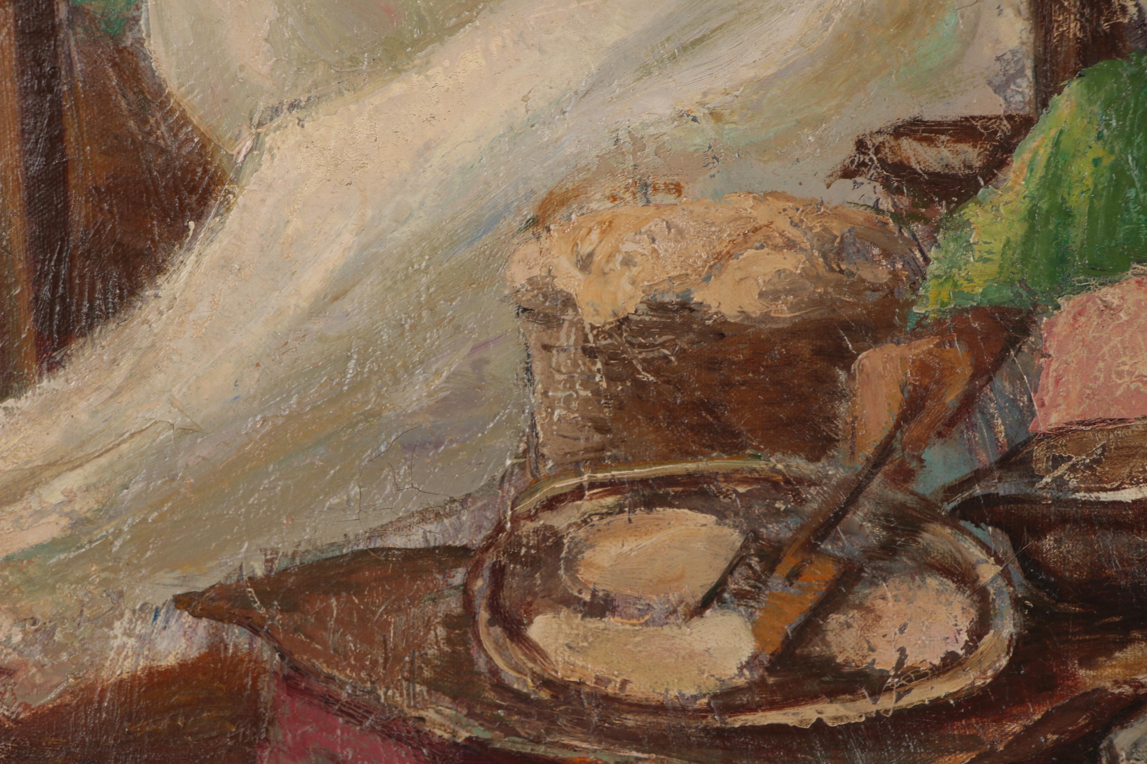 Irwin D. Hoffman Oil Painting "Barber Shop", circa 1936