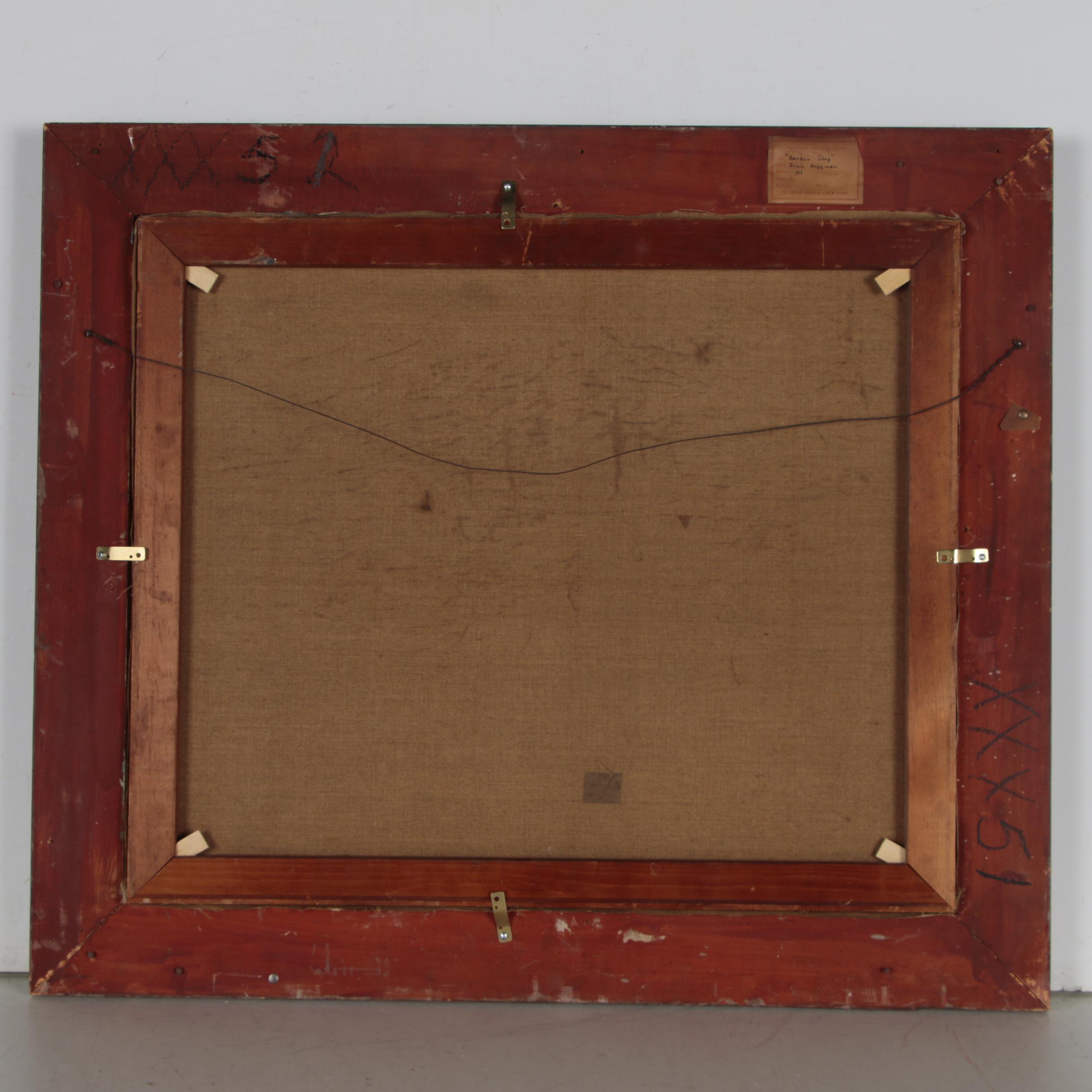 Irwin D. Hoffman Oil Painting "Barber Shop", circa 1936