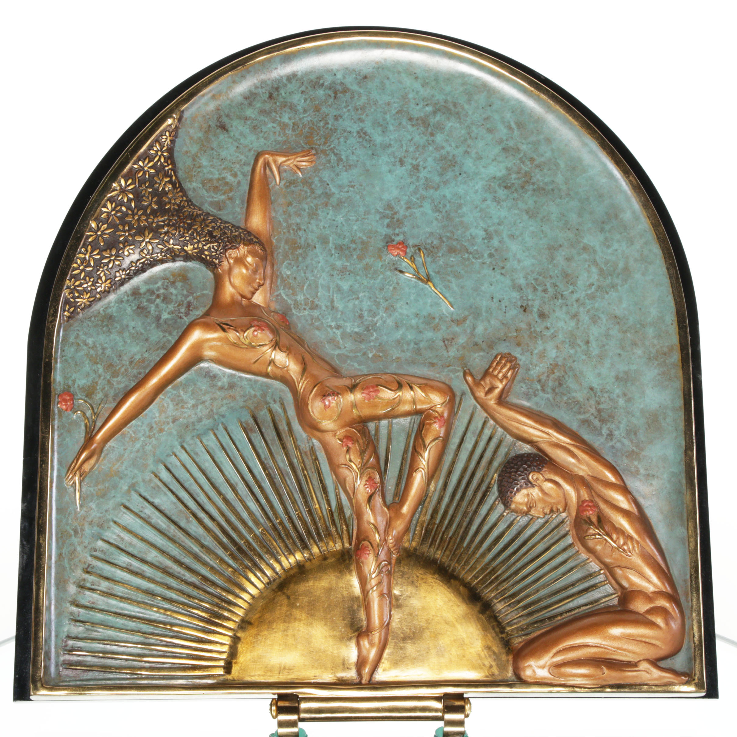 Erté Limited Edition "Femme Fatale" Cold Painted Bronze Vanity Mirror, 1985