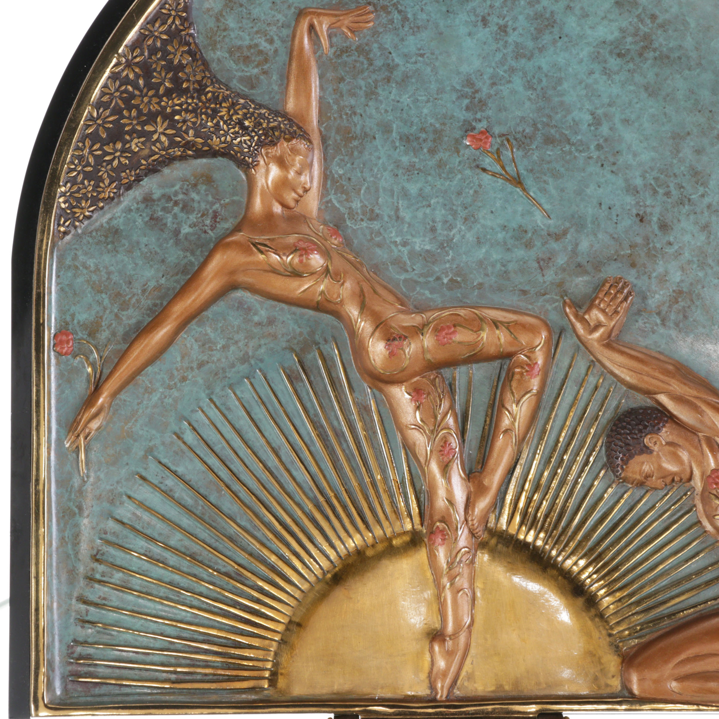 Erté Limited Edition "Femme Fatale" Cold Painted Bronze Vanity Mirror, 1985