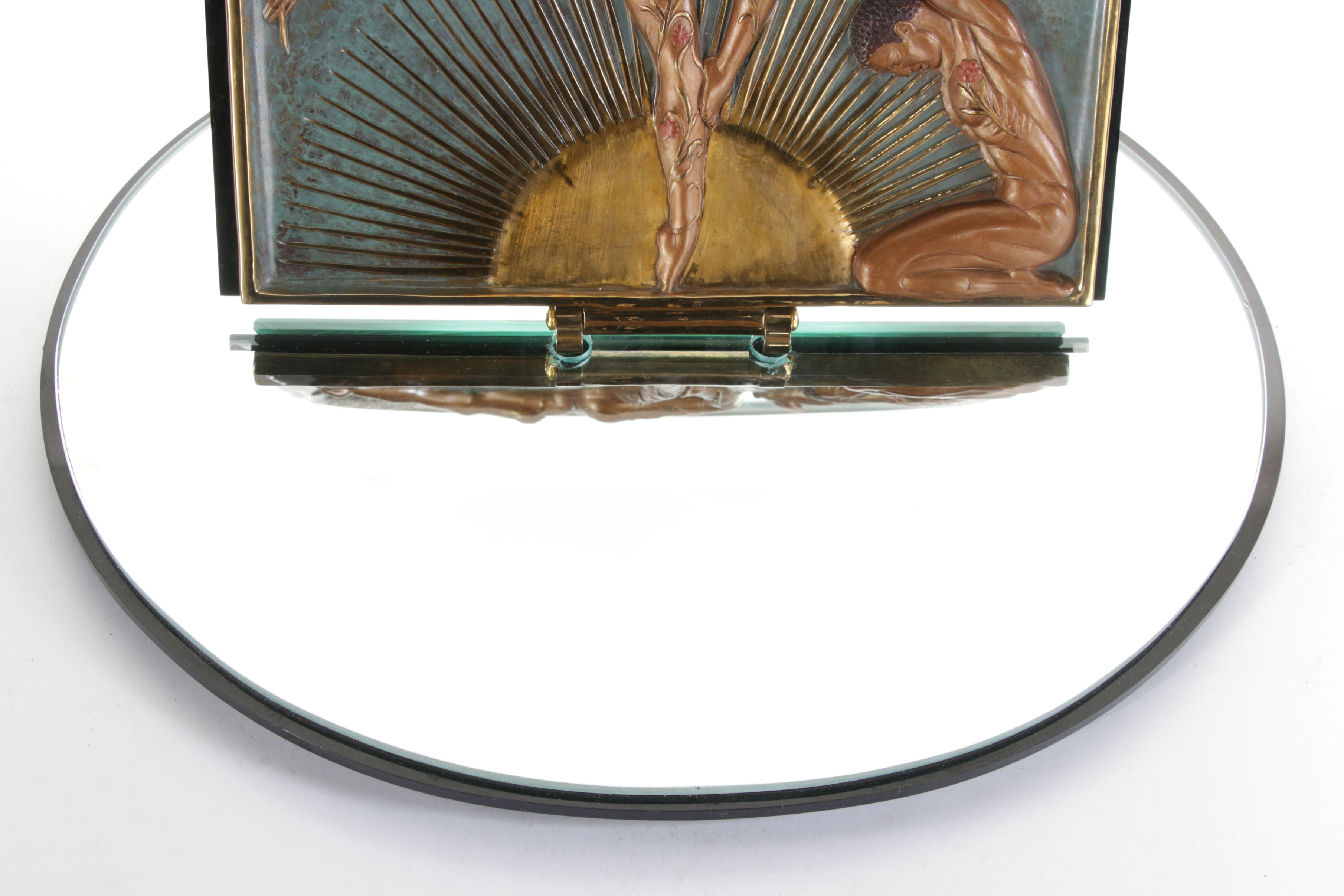 Erté Limited Edition "Femme Fatale" Cold Painted Bronze Vanity Mirror, 1985
