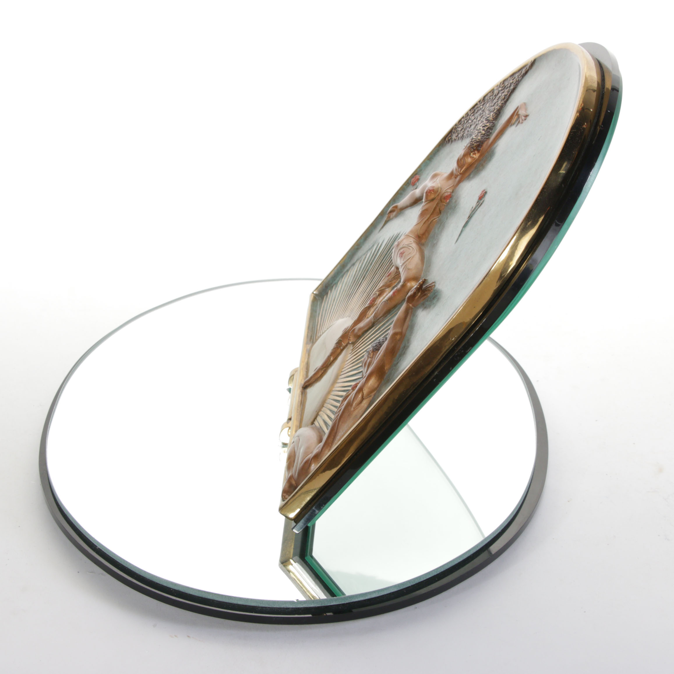 Erté Limited Edition "Femme Fatale" Cold Painted Bronze Vanity Mirror, 1985