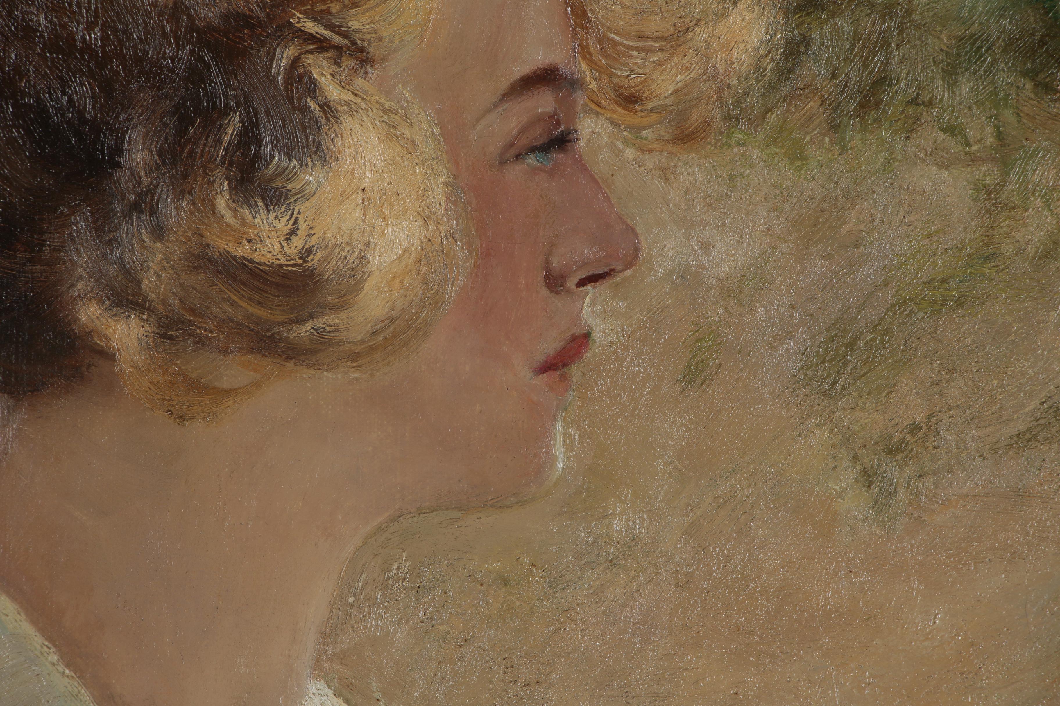 Charles Paul Gruppé Portrait Oil Painting, Early 20th Century