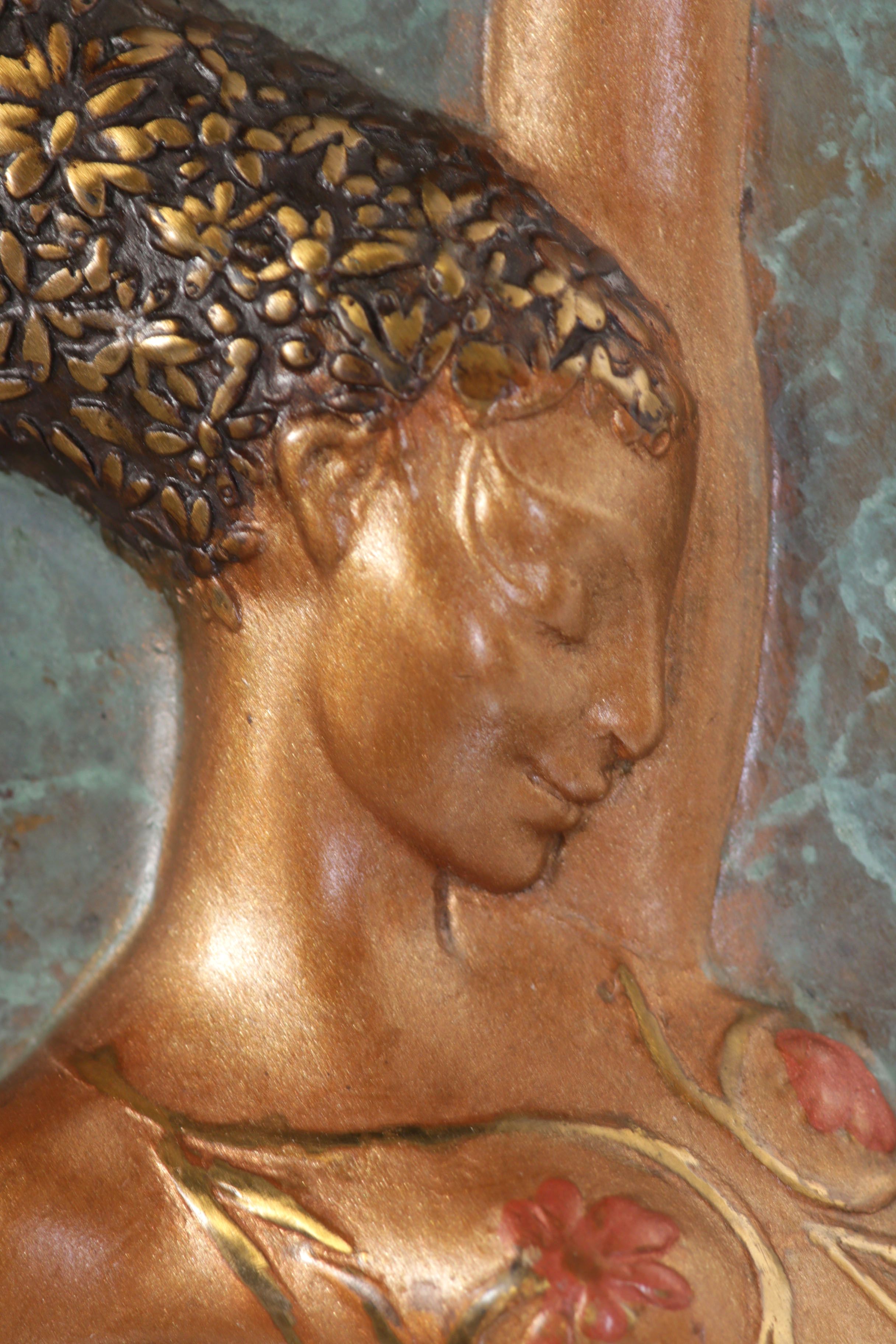 Erté Limited Edition "Femme Fatale" Cold Painted Bronze Vanity Mirror, 1985