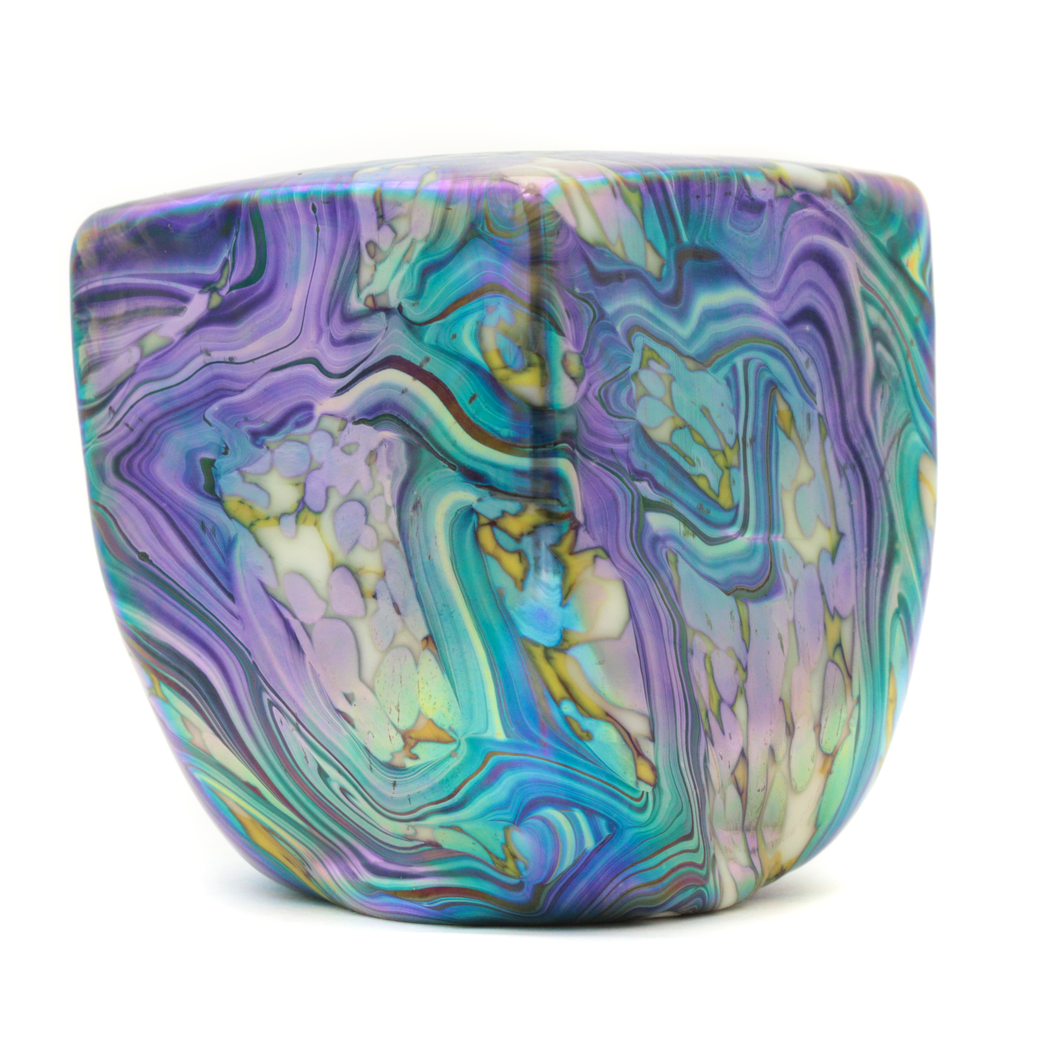 Robert Eickholt Hand Blown Iridescent Art Glass Paperweight