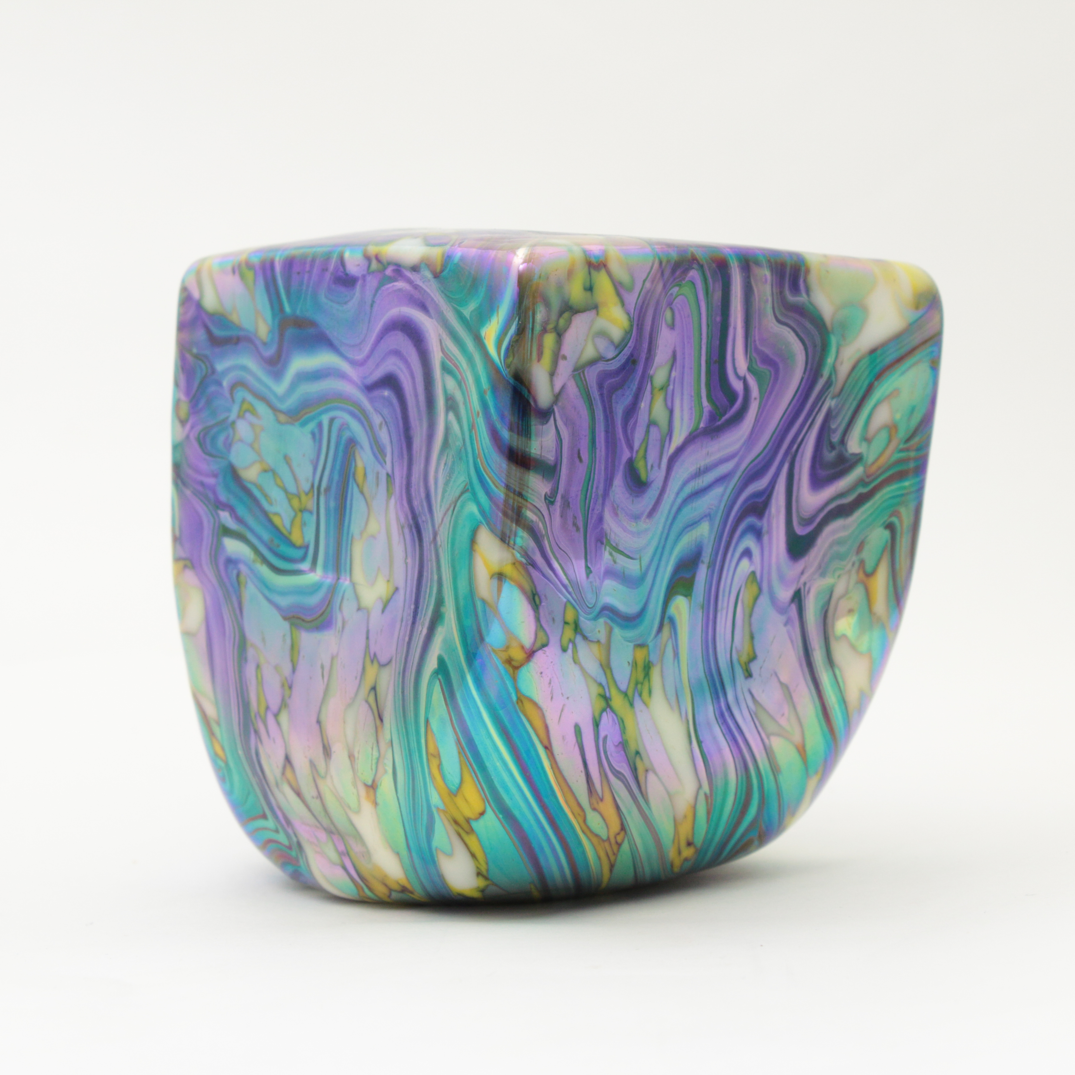 Robert Eickholt Hand Blown Iridescent Art Glass Paperweight