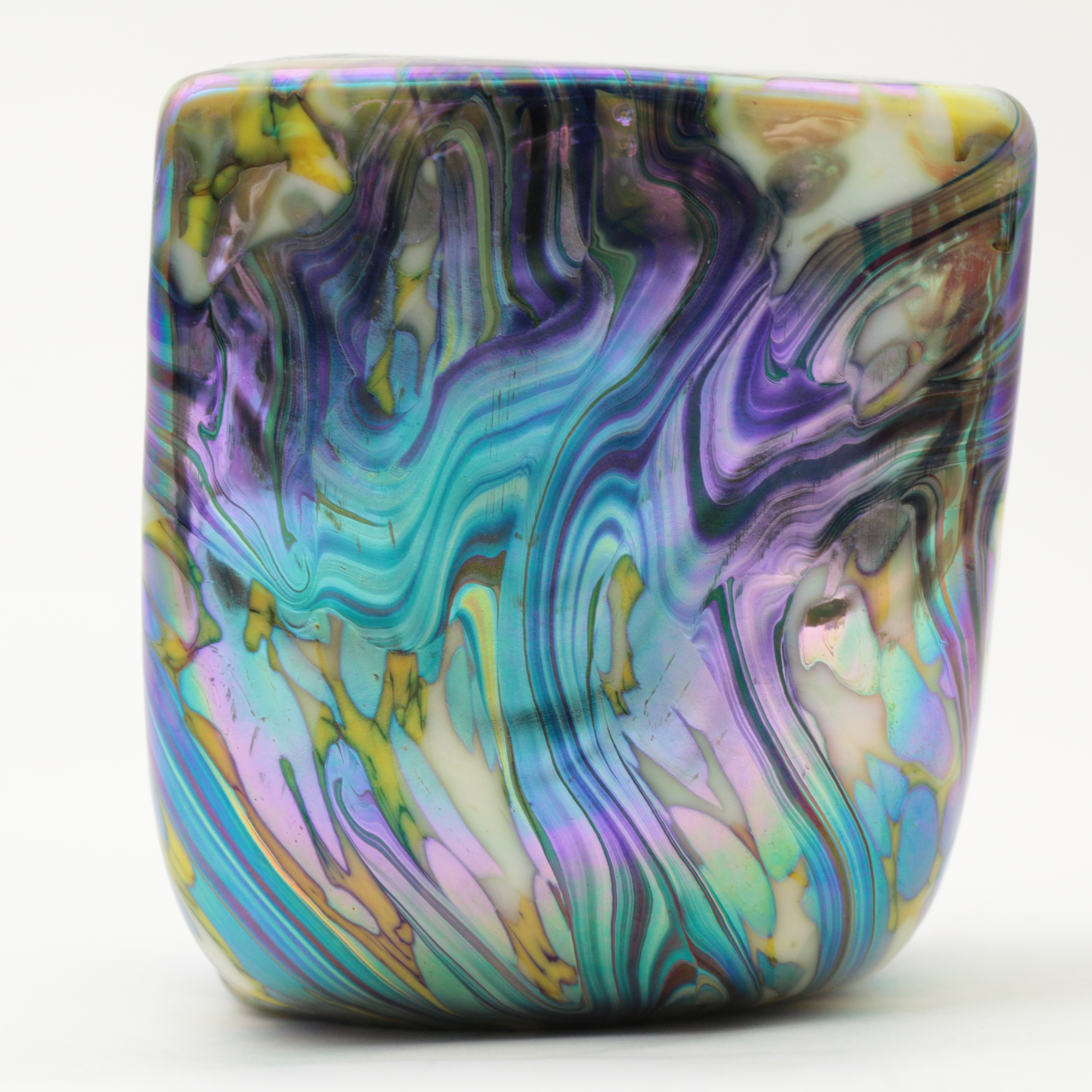 Robert Eickholt Hand Blown Iridescent Art Glass Paperweight