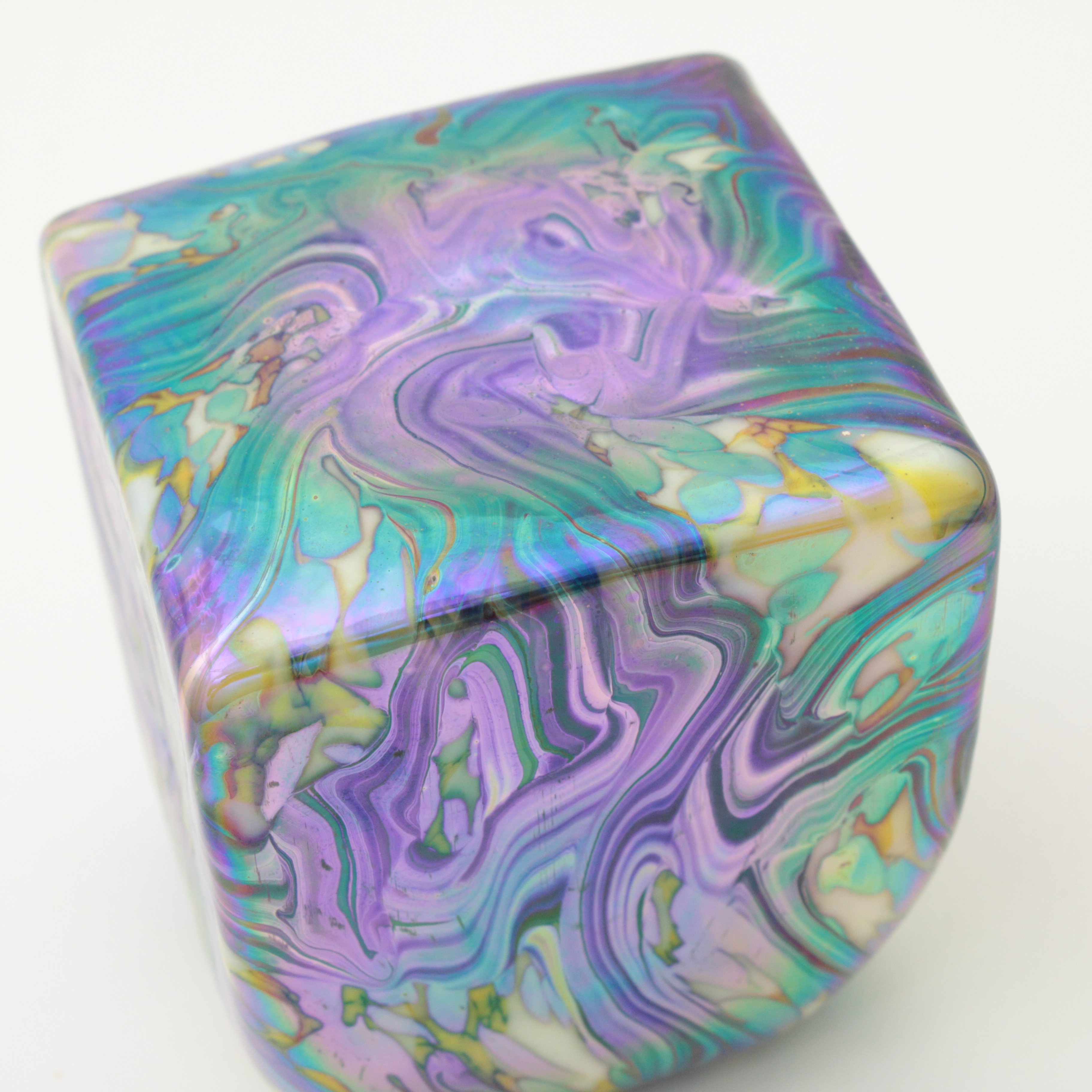 Robert Eickholt Hand Blown Iridescent Art Glass Paperweight