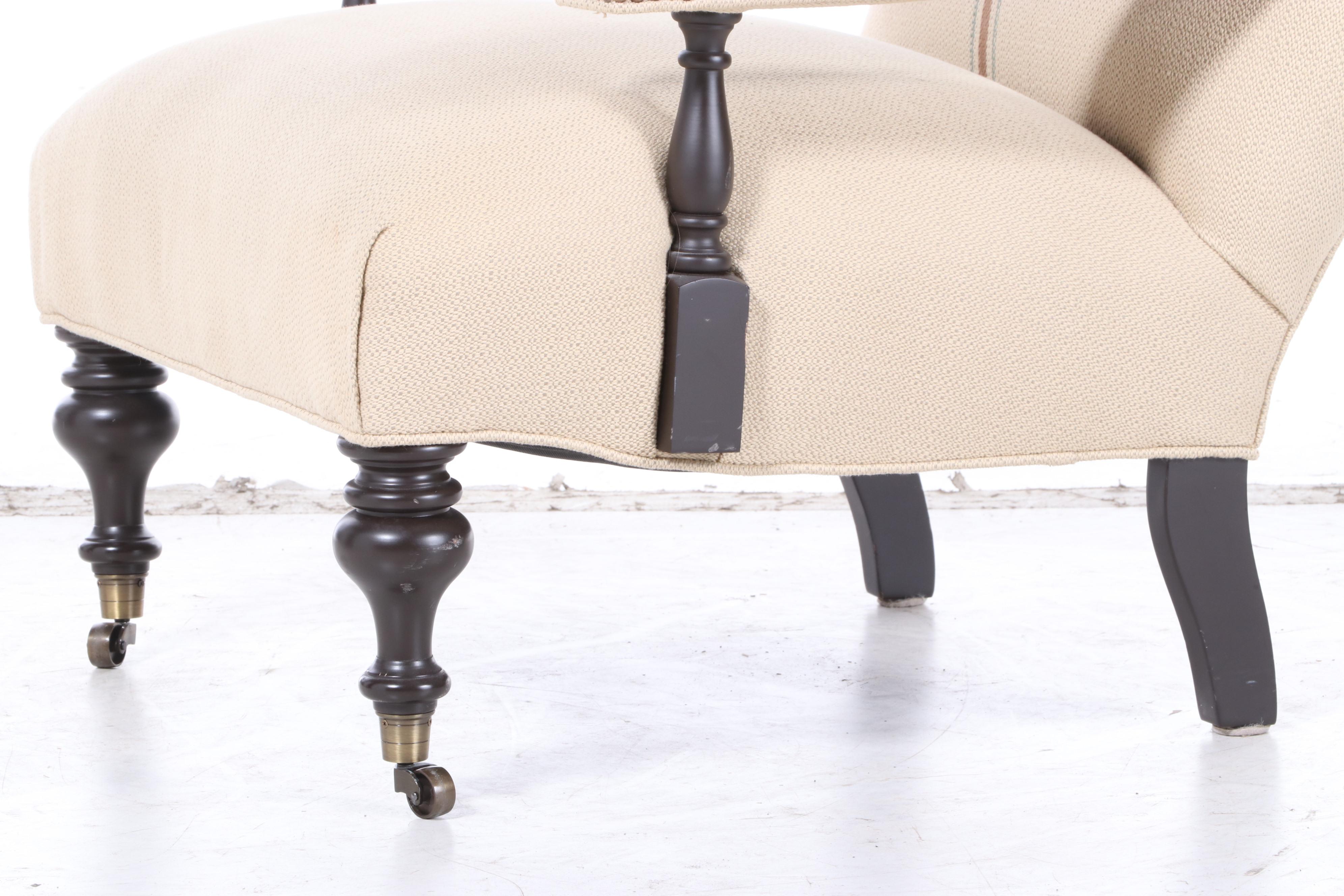 Arhaus Upholstered Lounge Chair with Jean-Paul Sartre Quote