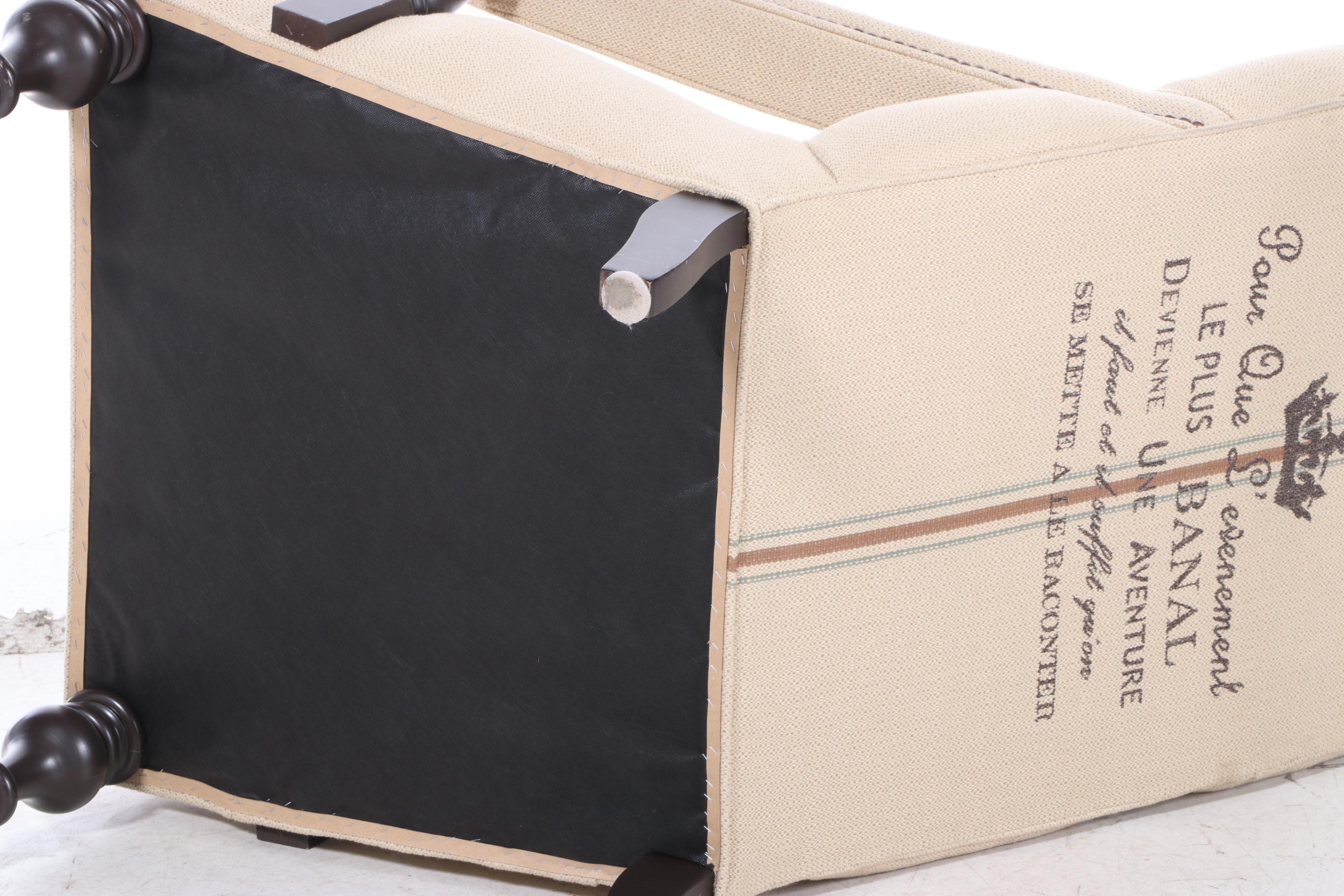 Arhaus Upholstered Lounge Chair with Jean-Paul Sartre Quote