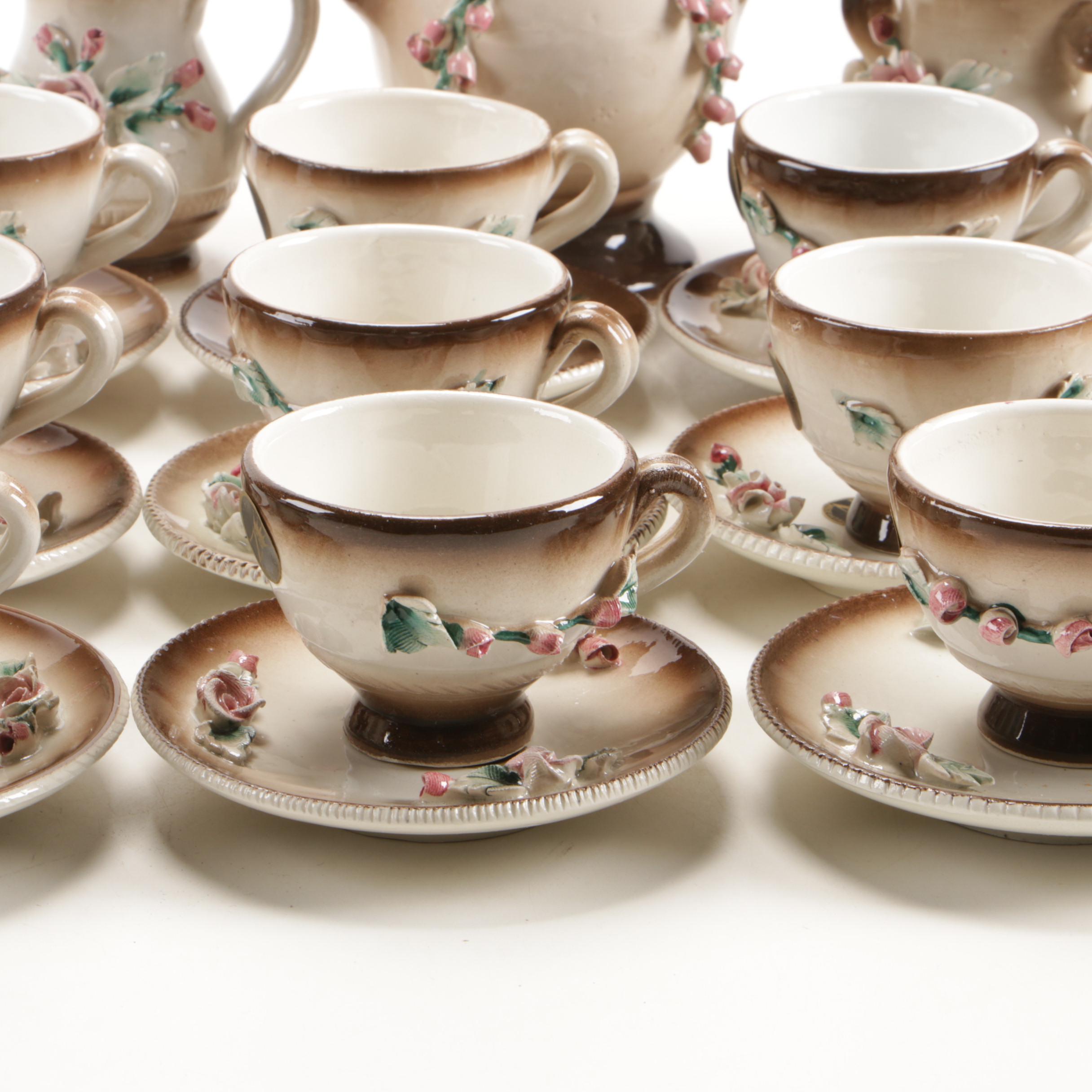Capodimonte Rose Themed Coffee Service, 20th Century