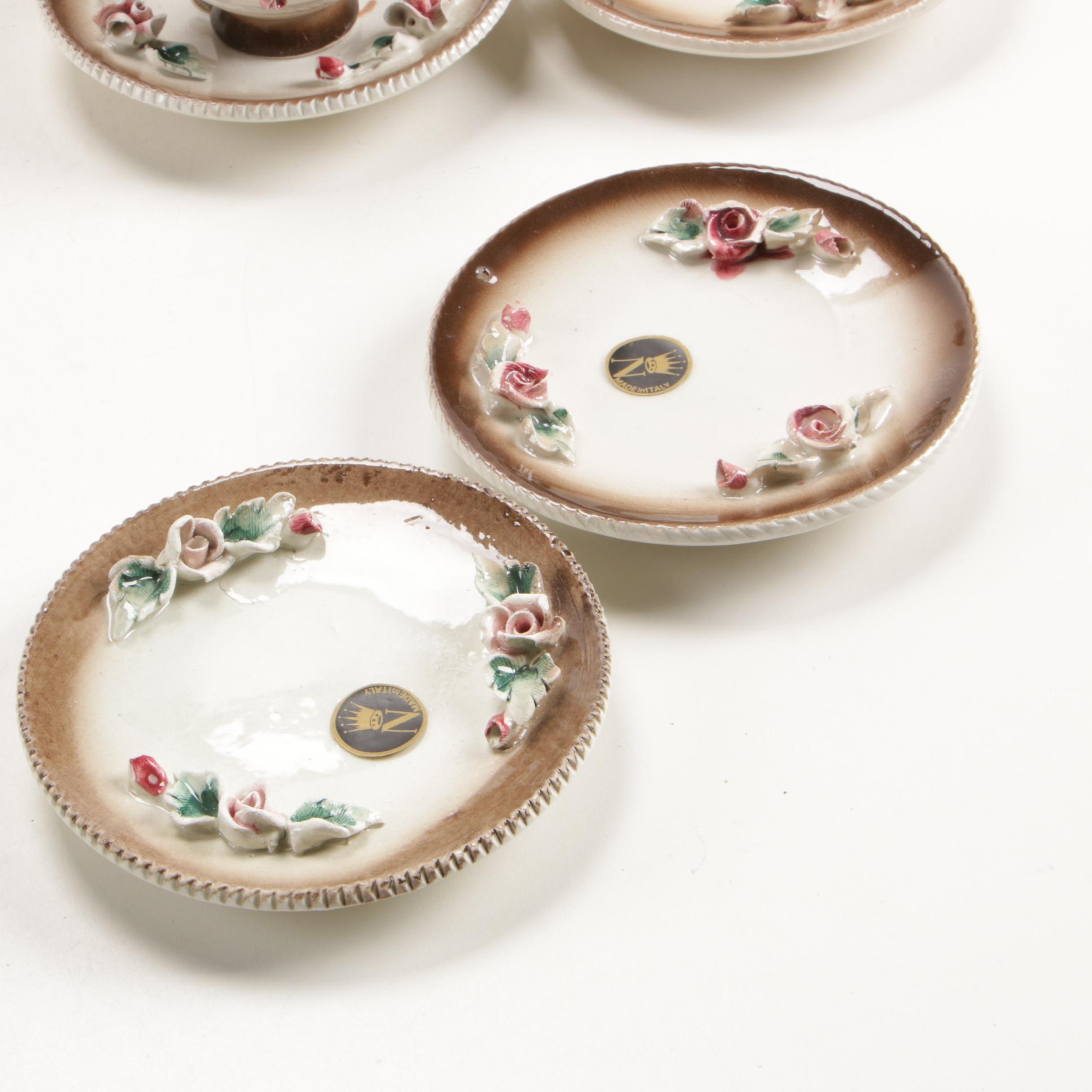 Capodimonte Rose Themed Coffee Service, 20th Century