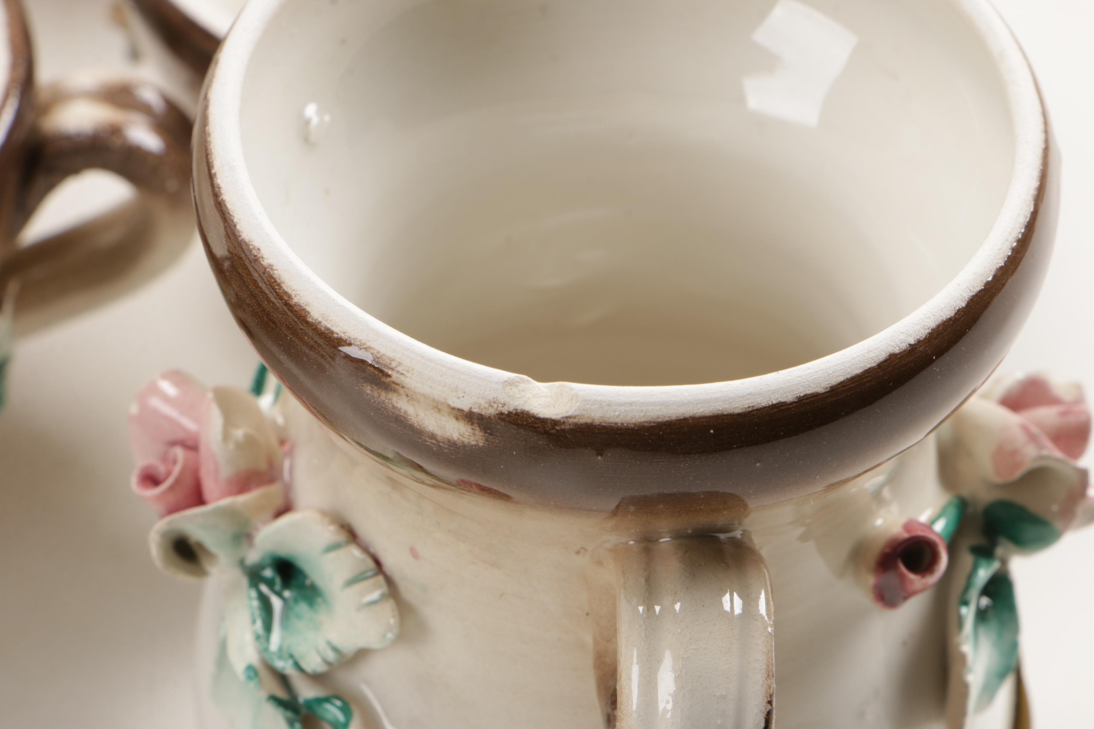 Capodimonte Rose Themed Coffee Service, 20th Century