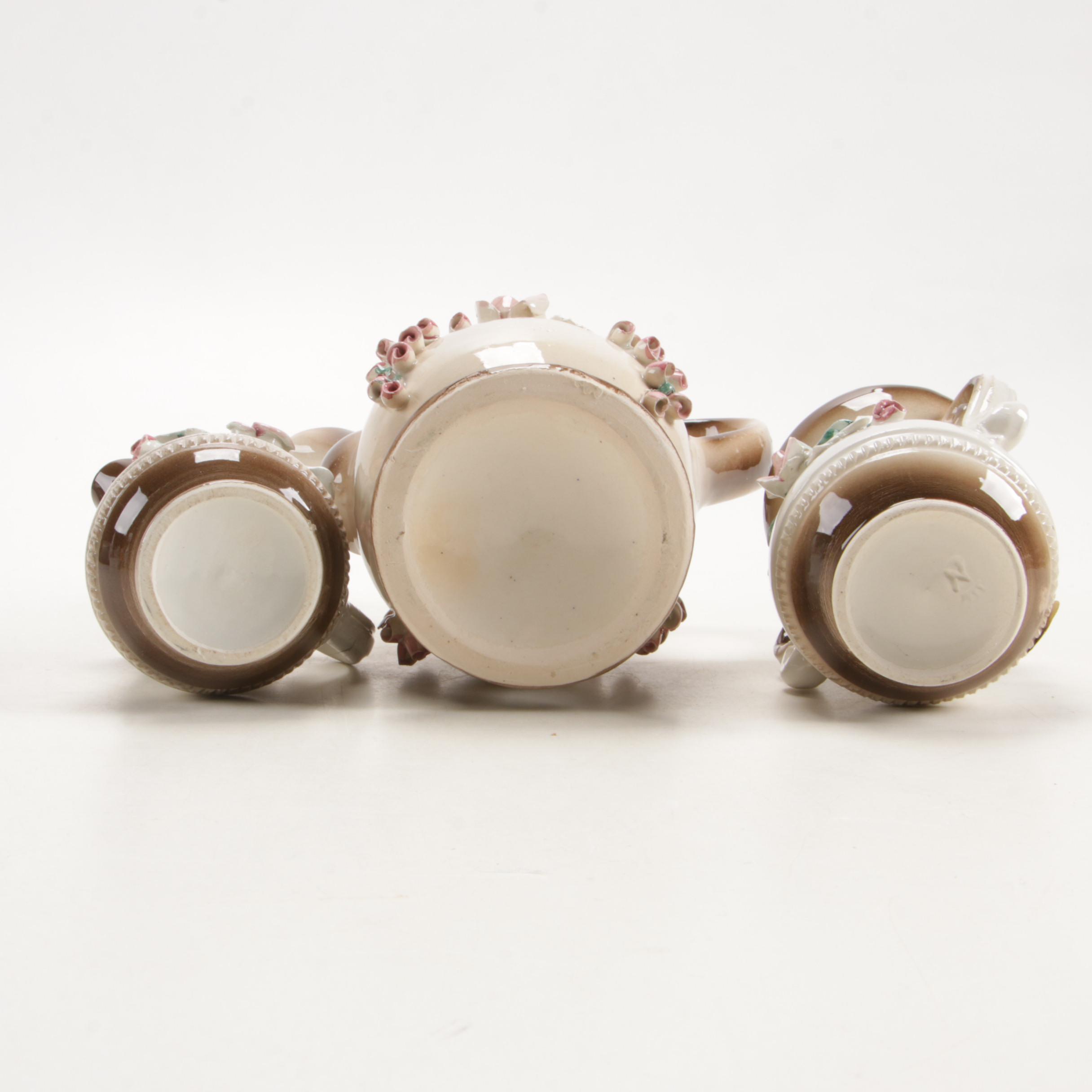 Capodimonte Rose Themed Coffee Service, 20th Century