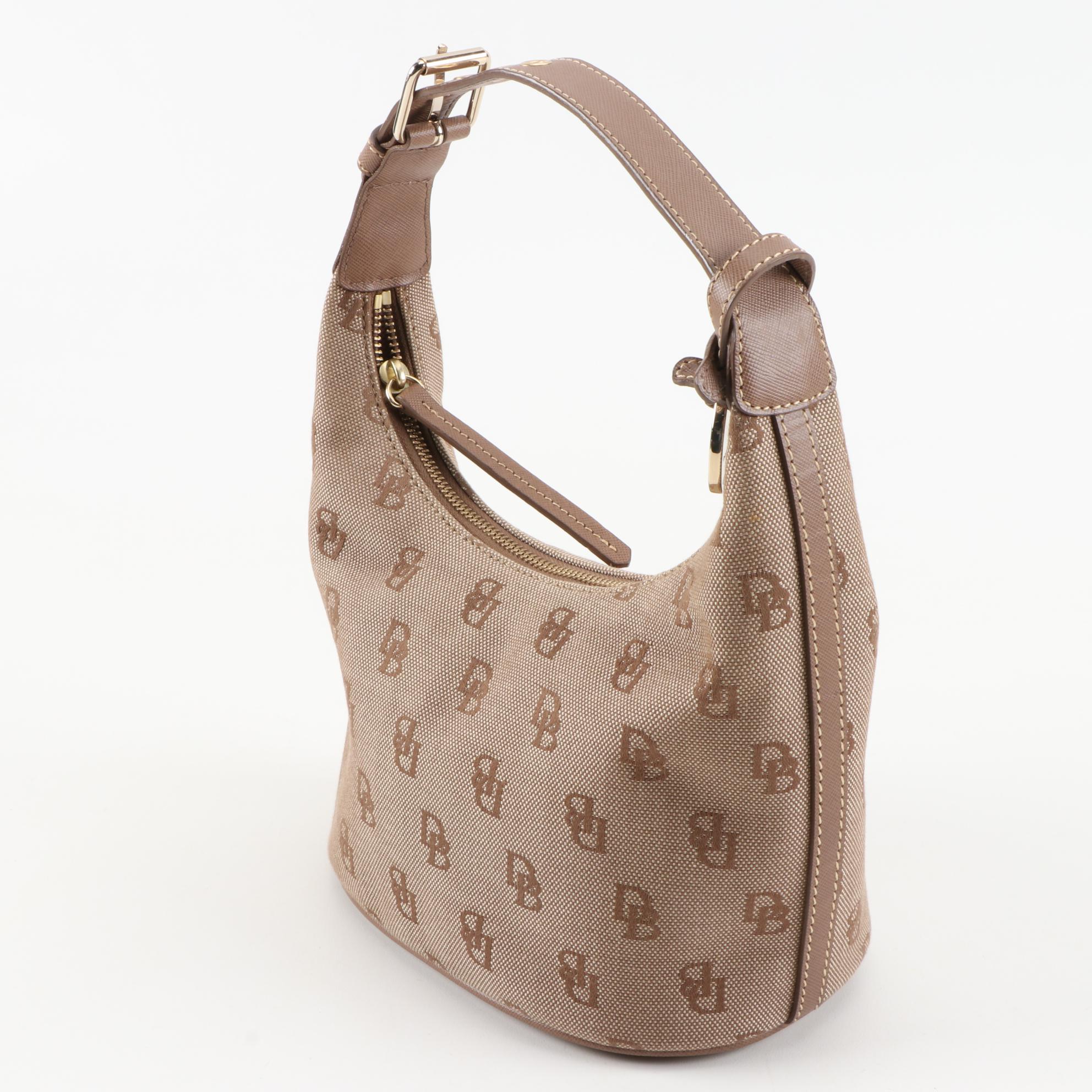 Dooney & Bourke Signature Jacquard  Shoulder Bag with Saffiano Leather Trim