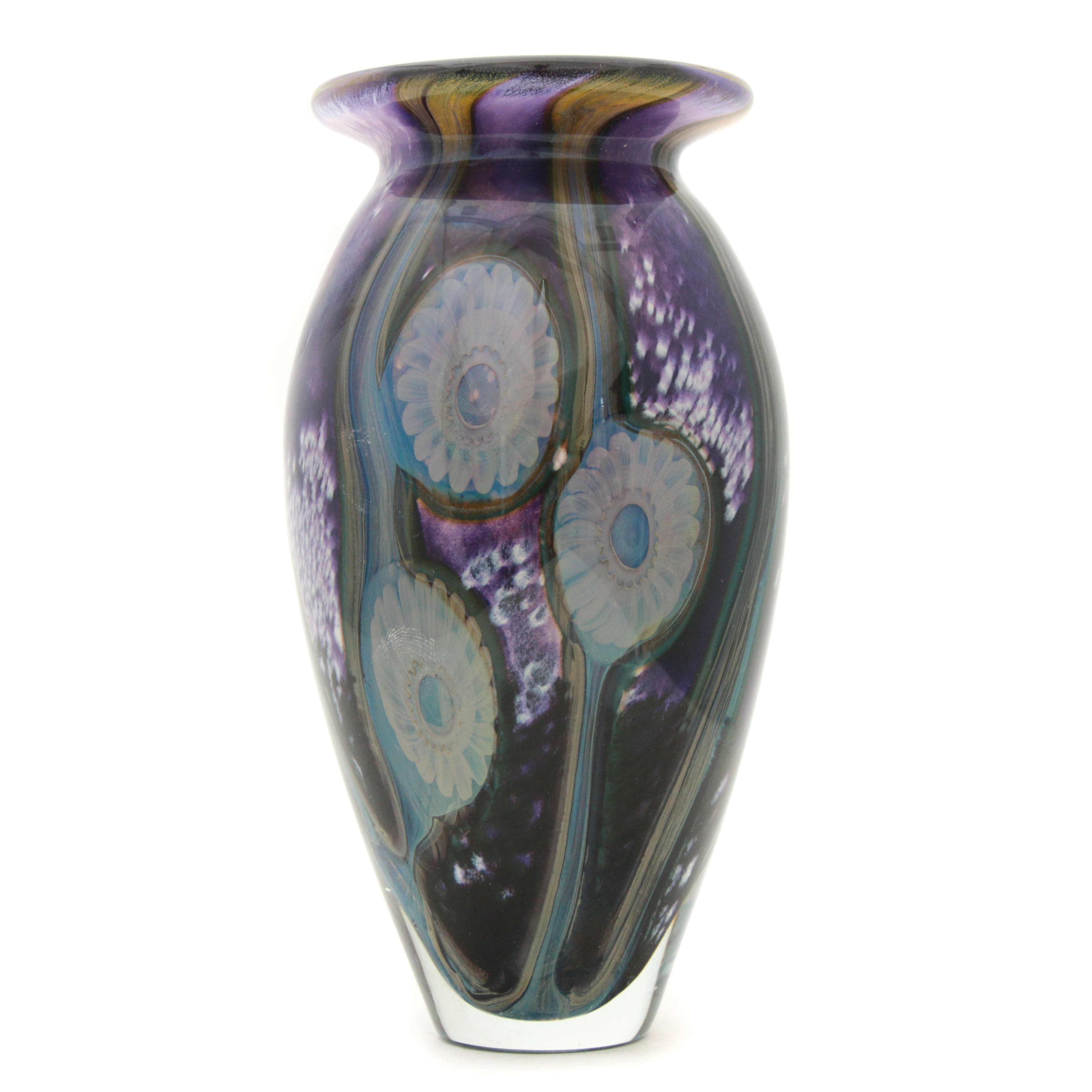 Robert Eickholt Hand Blown "Deep Sea" Art Glass Vase