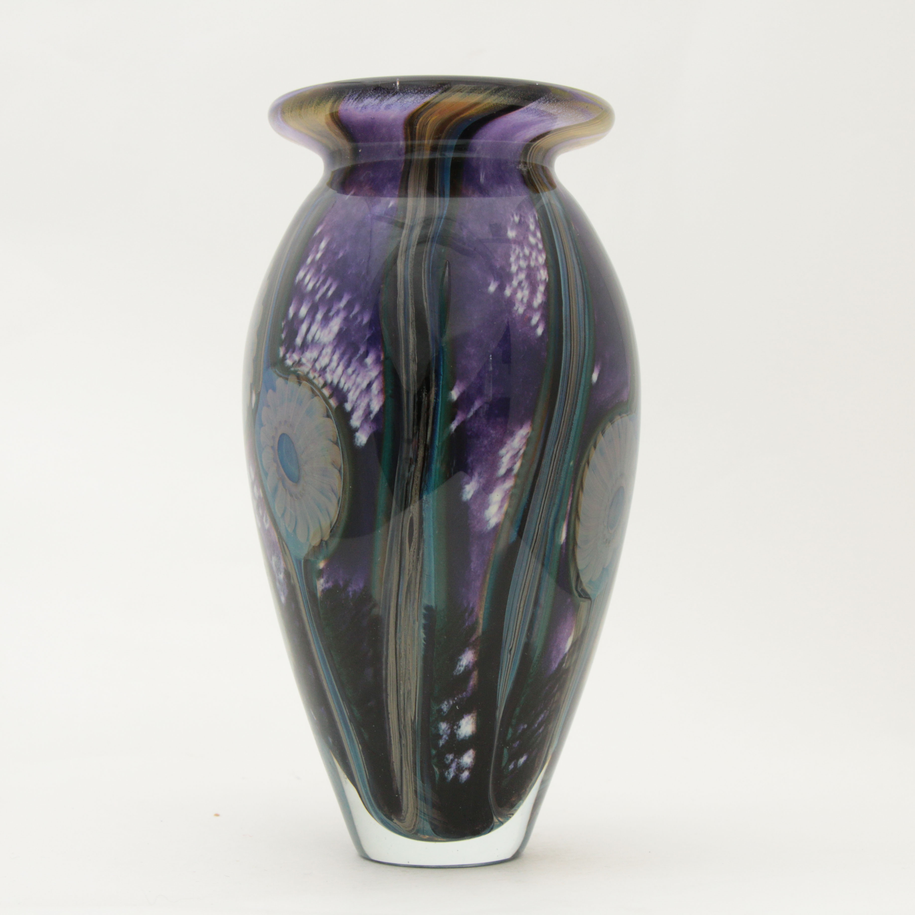 Robert Eickholt Hand Blown "Deep Sea" Art Glass Vase