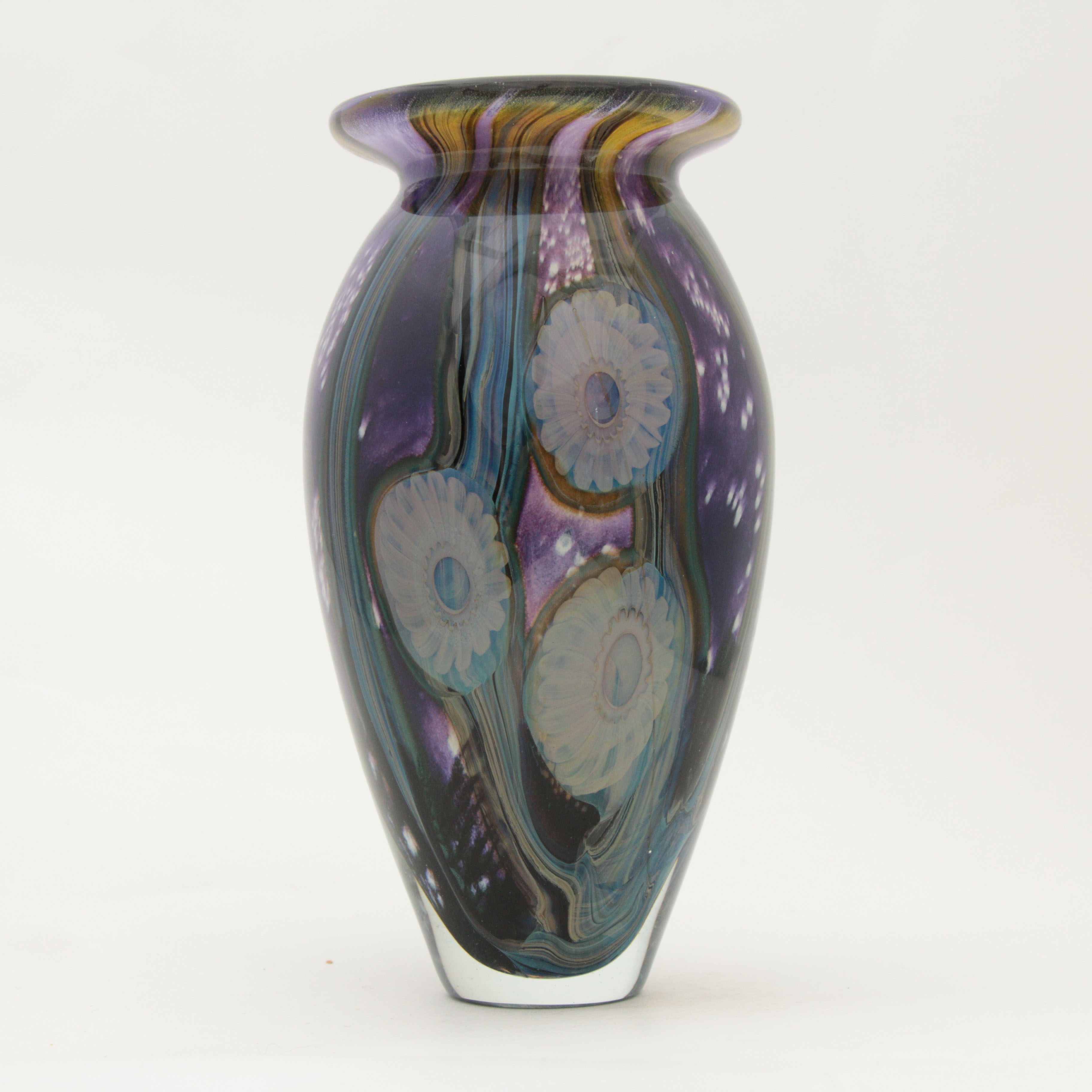 Robert Eickholt Hand Blown "Deep Sea" Art Glass Vase