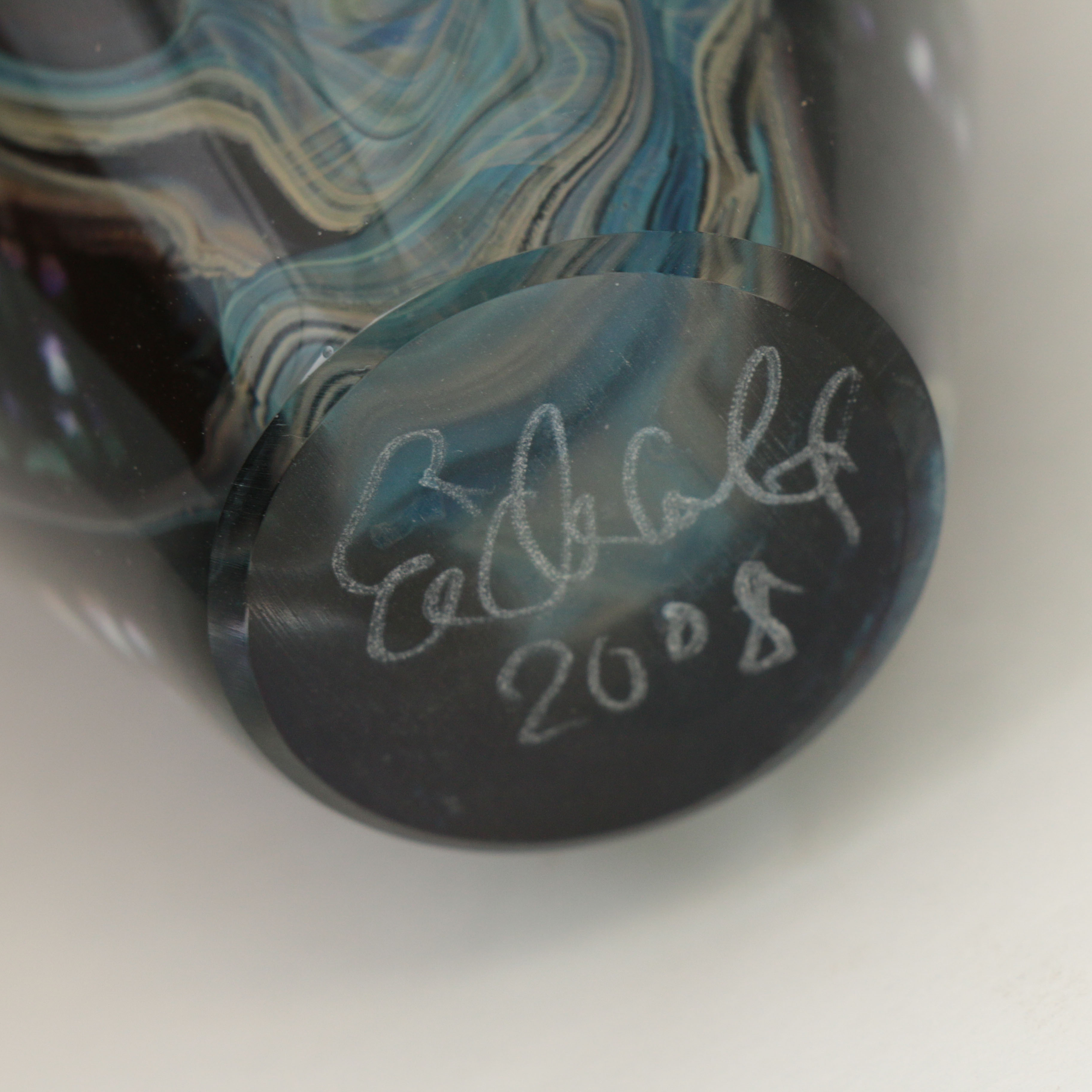 Robert Eickholt Hand Blown "Deep Sea" Art Glass Vase