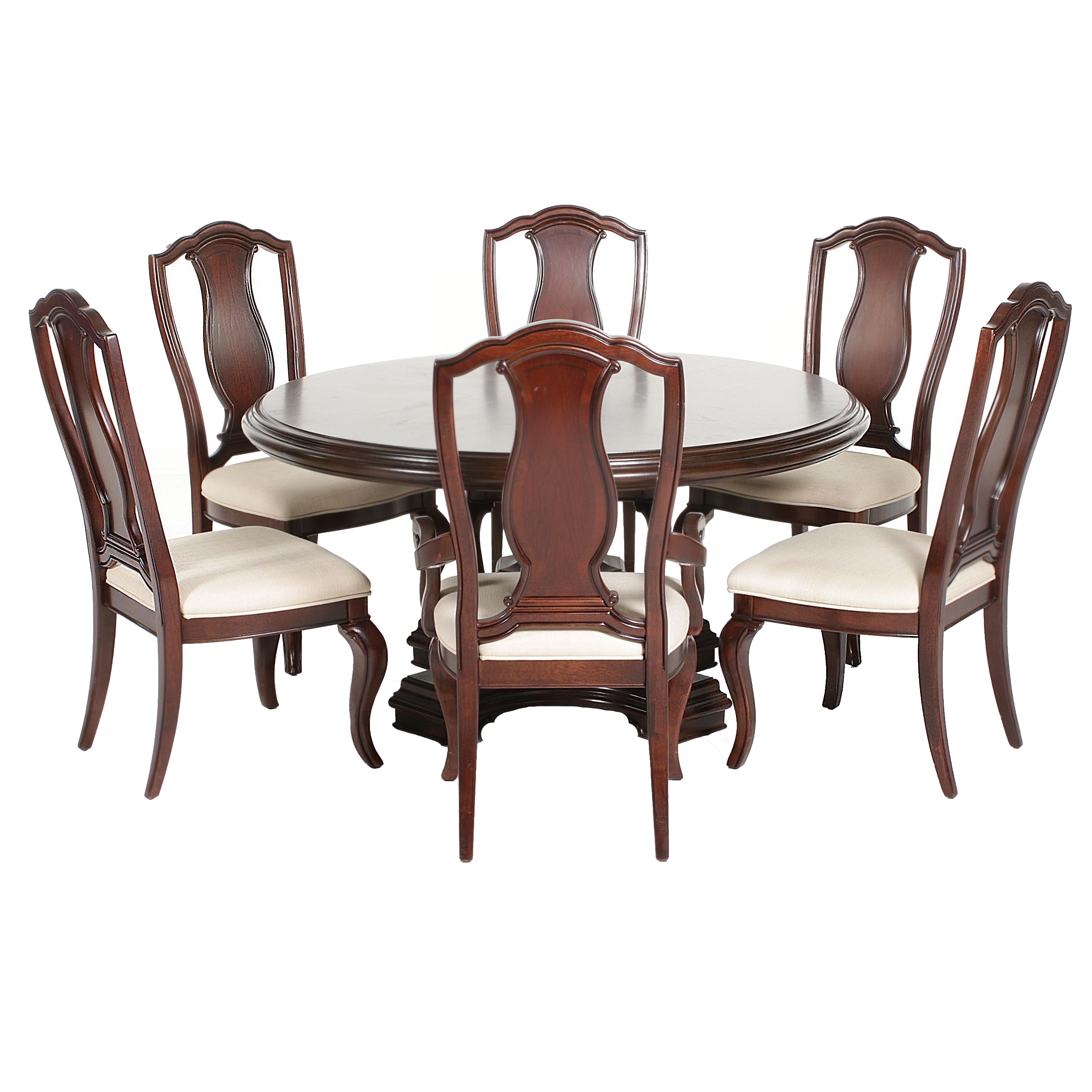 Contemporary Havertys "Villa Sonoma" Round Dining Table with Six Chairs