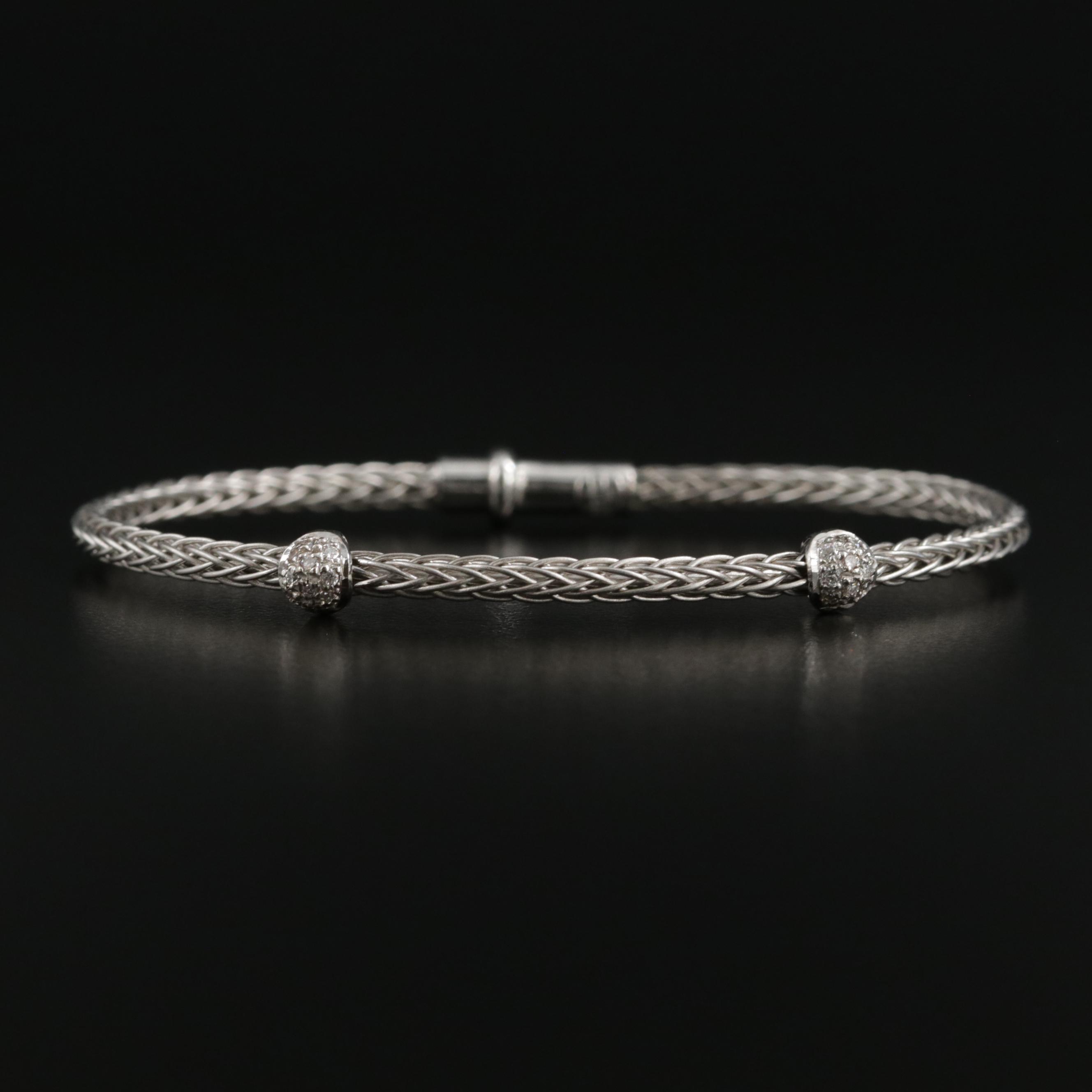 Roberto Coin 18K Gold Accented Spiga Two Station Diamond Bracelet