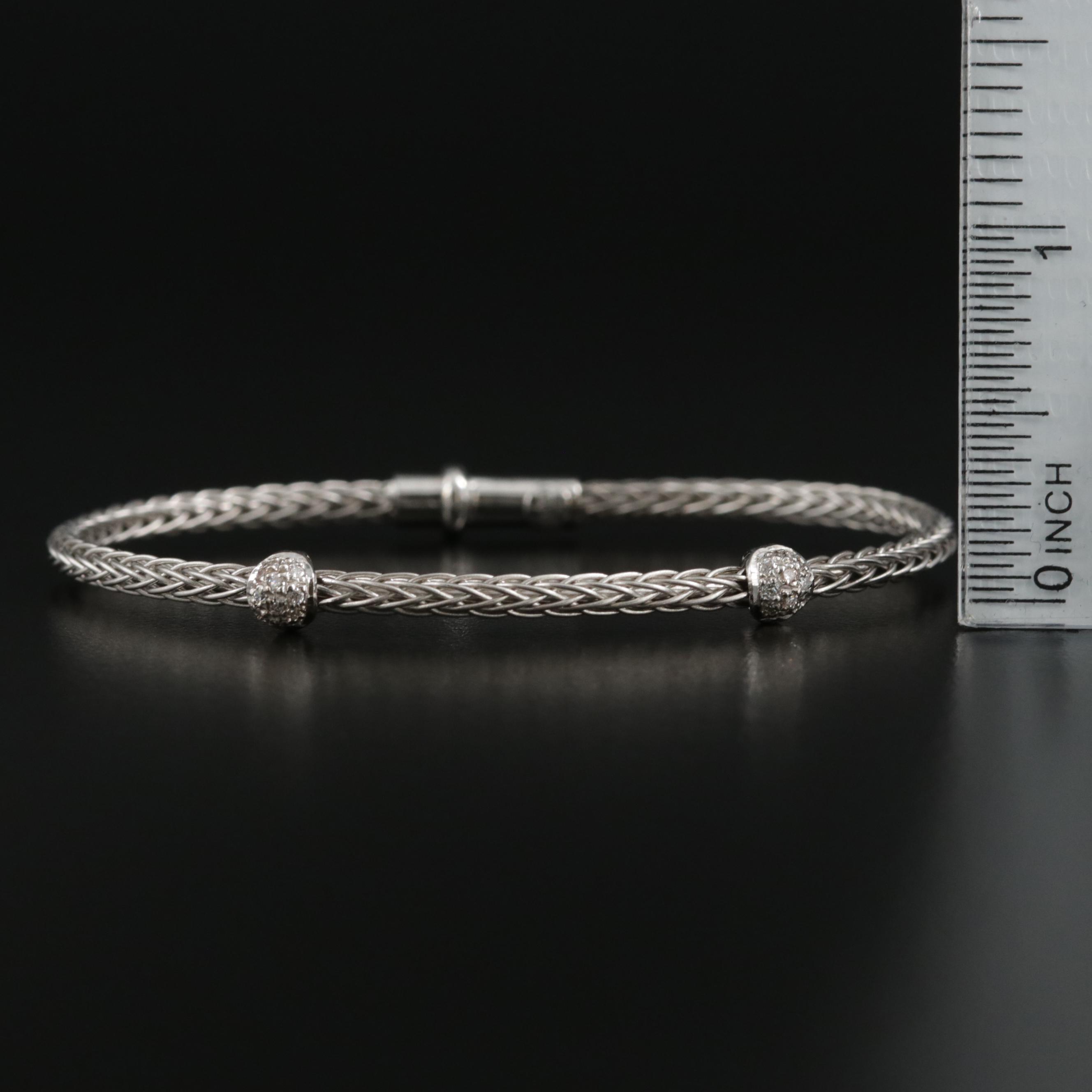 Roberto Coin 18K Gold Accented Spiga Two Station Diamond Bracelet