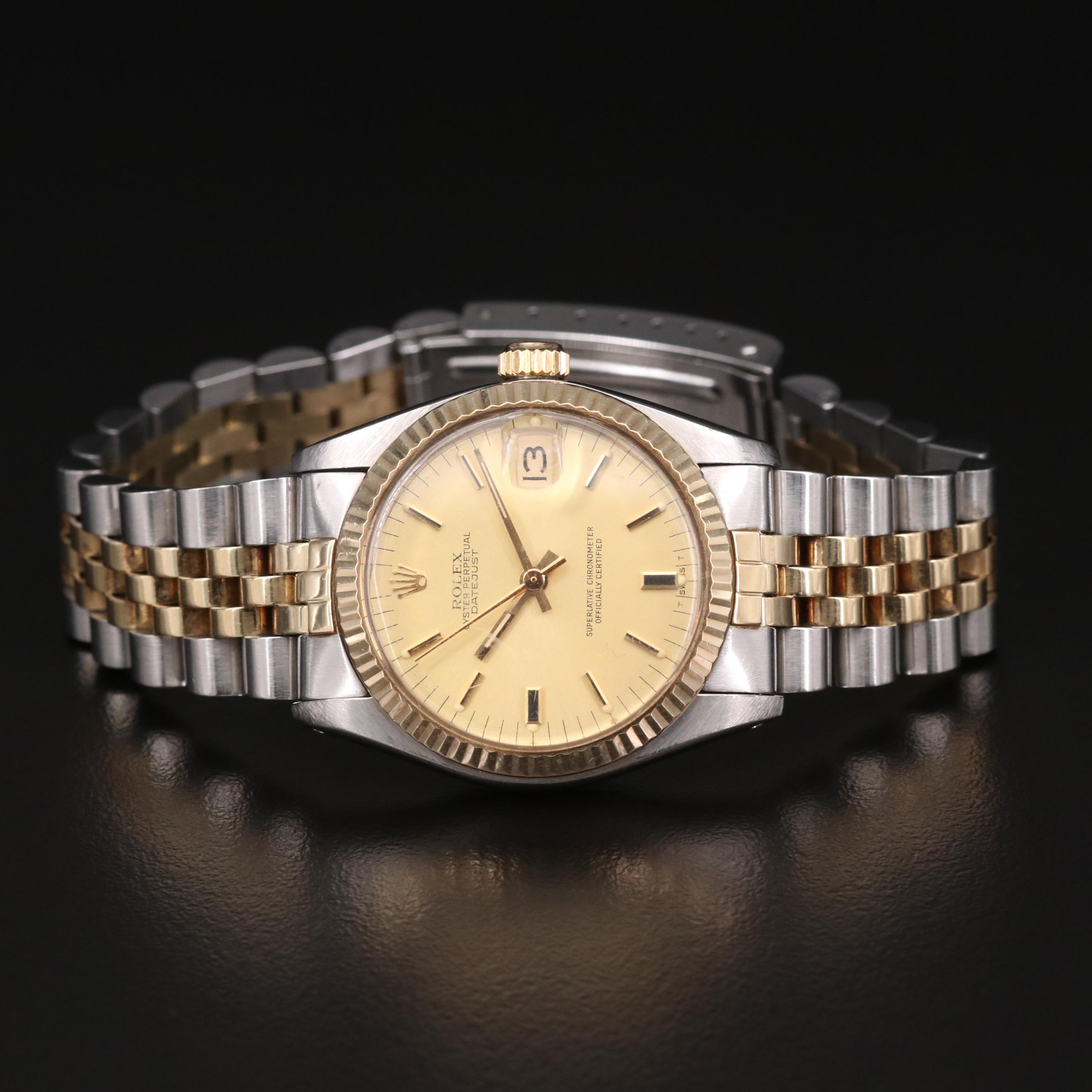 Stainless Steel and 14K Gold Rolex Datejust Automatic Watch,1981