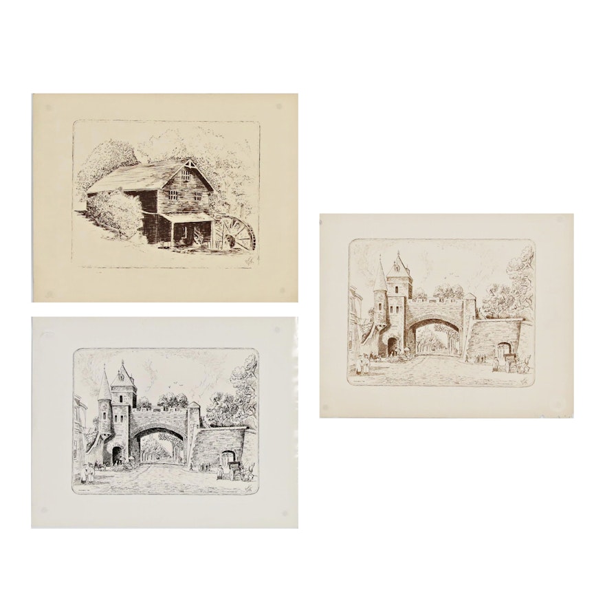 Franklin Folger Digital Prints after Ink Drawings of Quebec