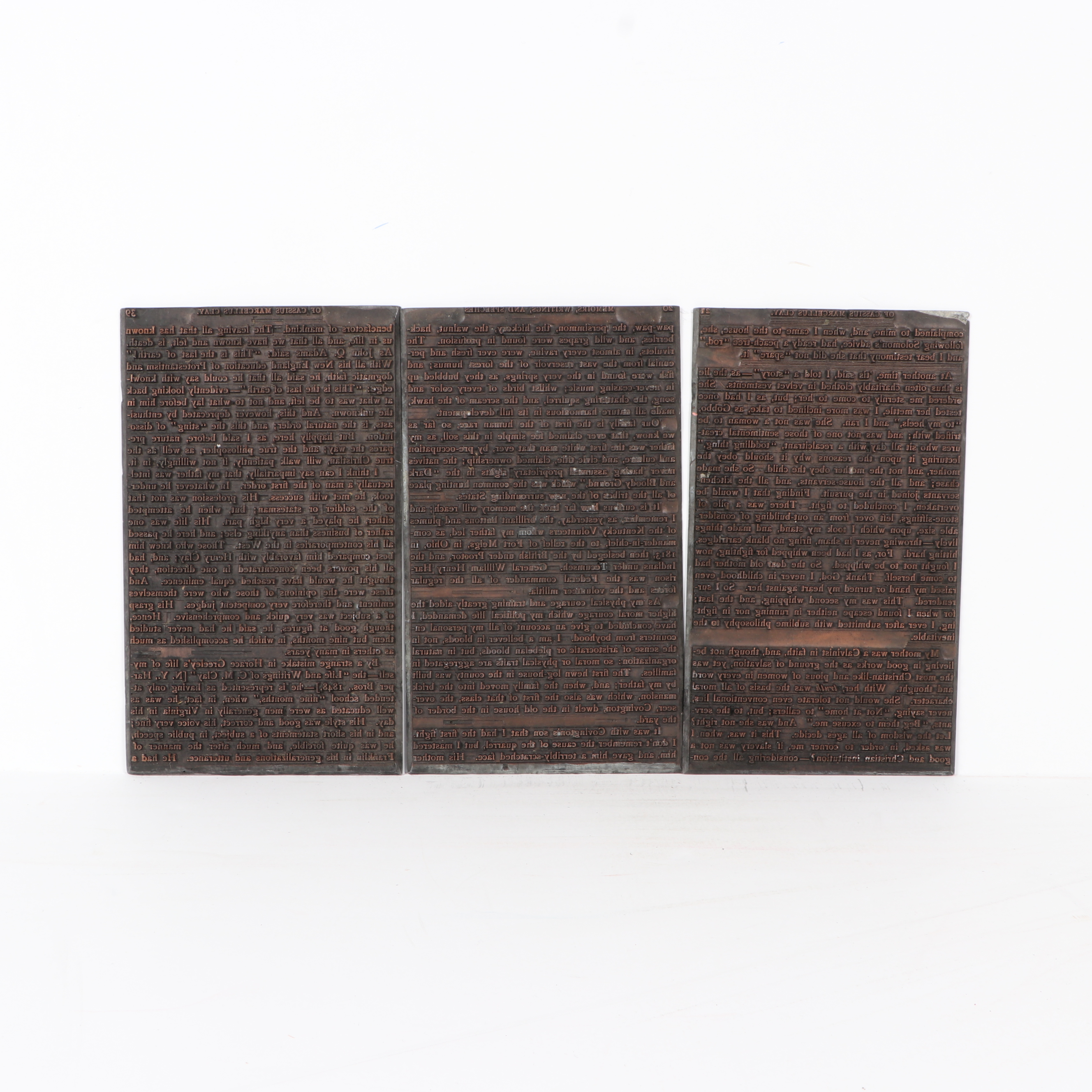 Metal Printing Plates for Book by Cassius Marcellus Clay