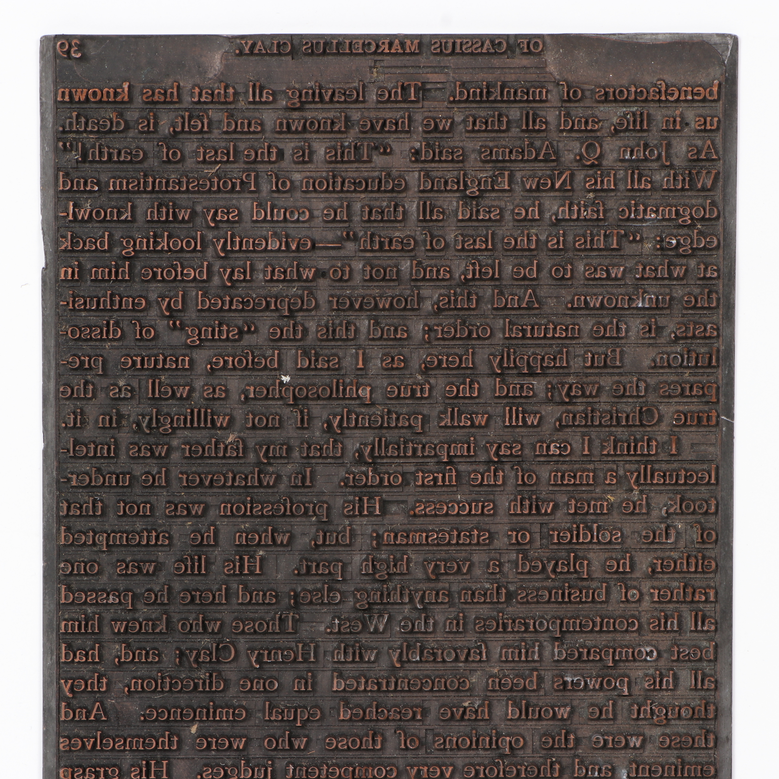 Metal Printing Plates for Book by Cassius Marcellus Clay