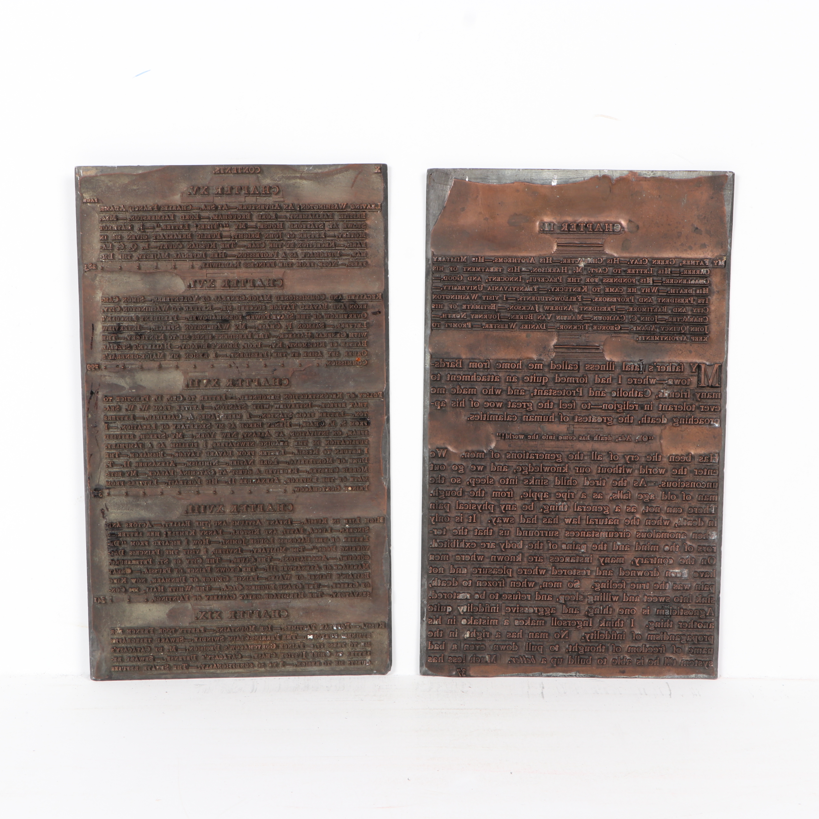 Metal Printing Plates for Book by Cassius Marcellus Clay