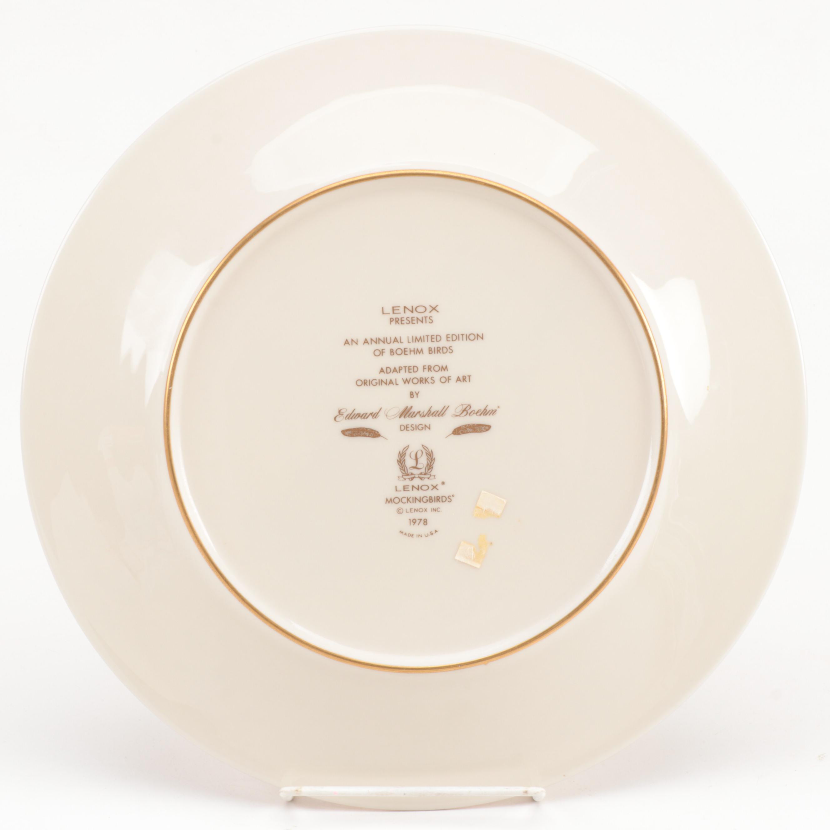 Lenox Limited Edition "Boehm Birds" Dinner Plates, 1970 and 1978