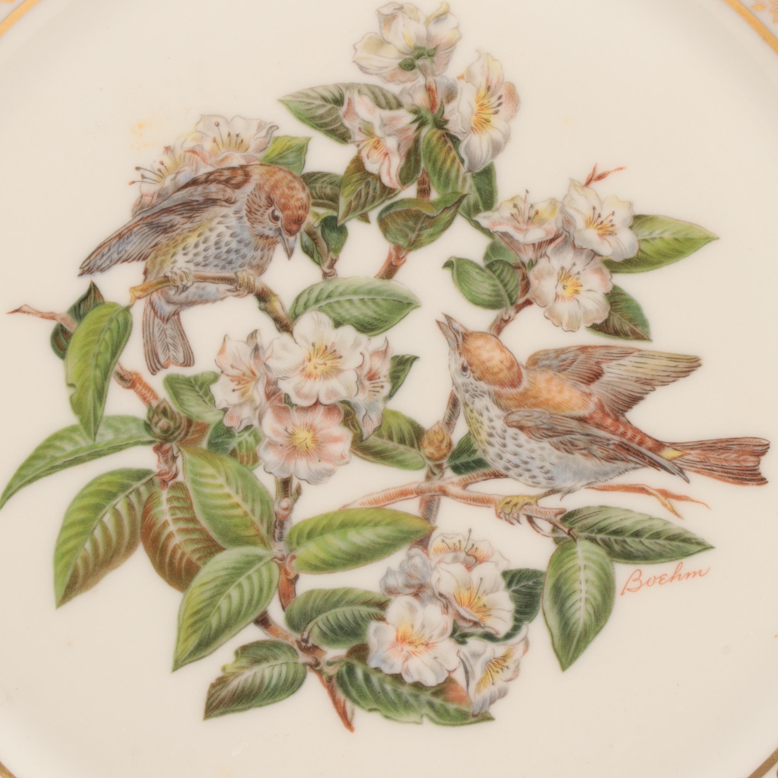 Lenox Limited Edition "Boehm Birds" Dinner Plates, 1970 and 1978