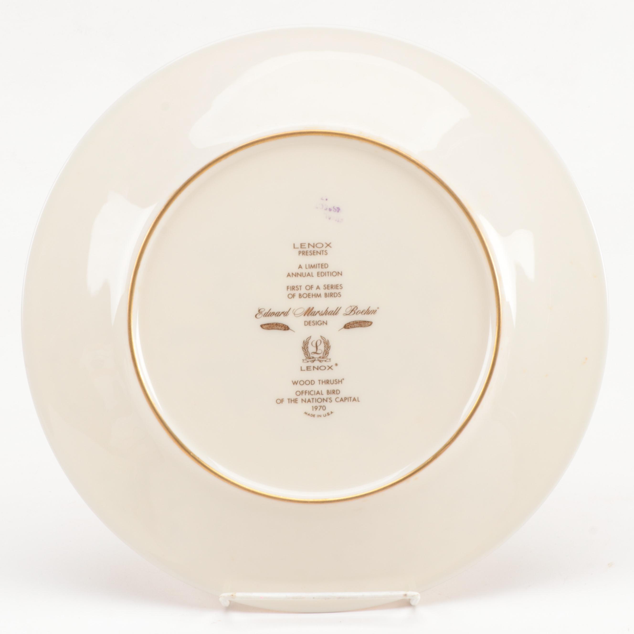 Lenox Limited Edition "Boehm Birds" Dinner Plates, 1970 and 1978