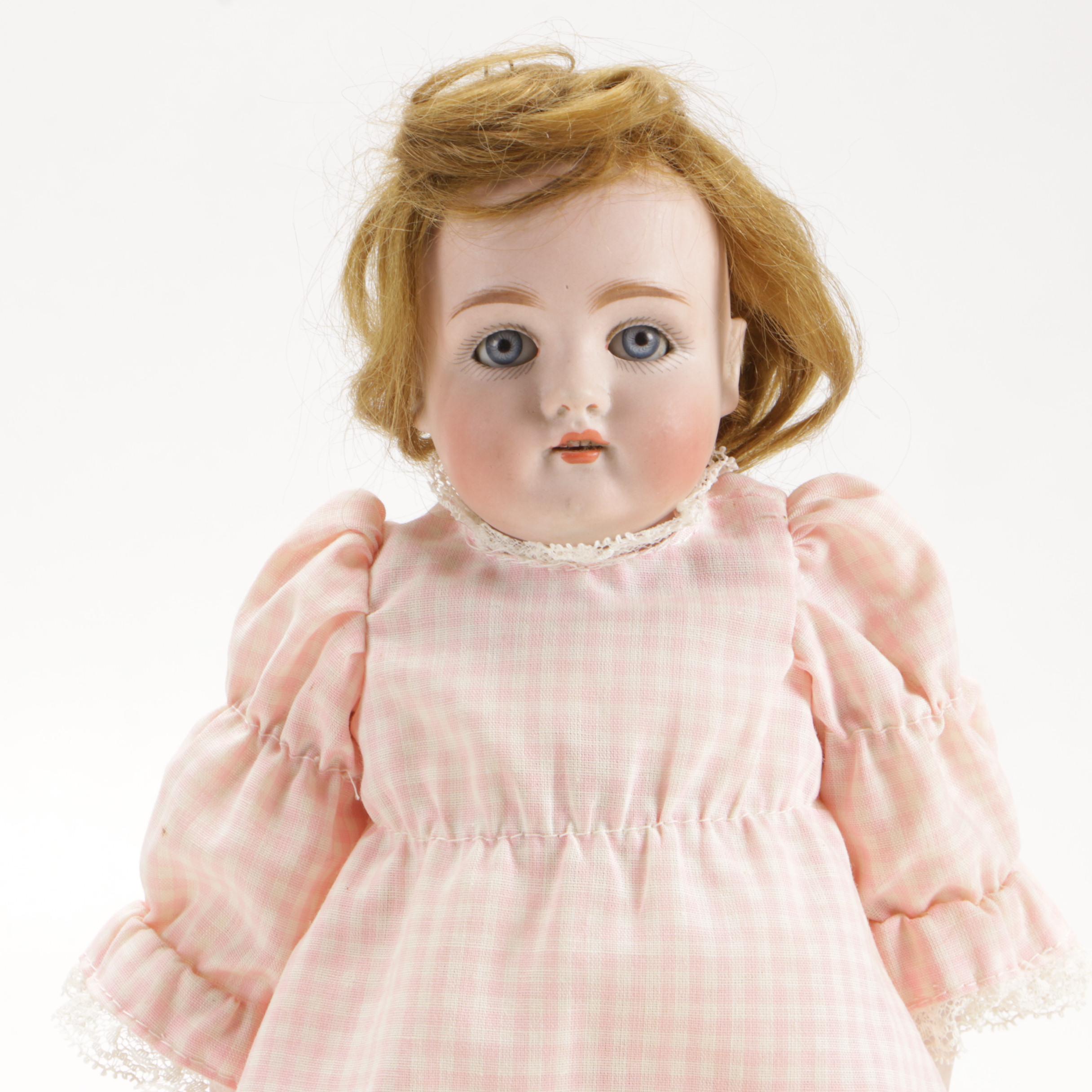 French Jumeau Bisque Doll with Hand-Painted Face and Open Mouth, Late 19th C.