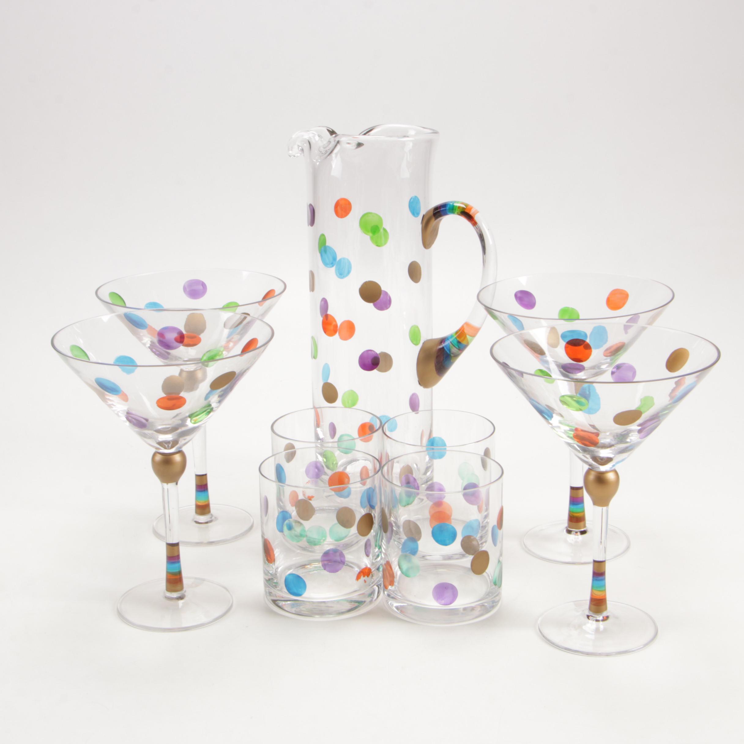Momo Panache Crystal "Cheers" Stemware, Tumblers and Pitcher, 2009 - 2016