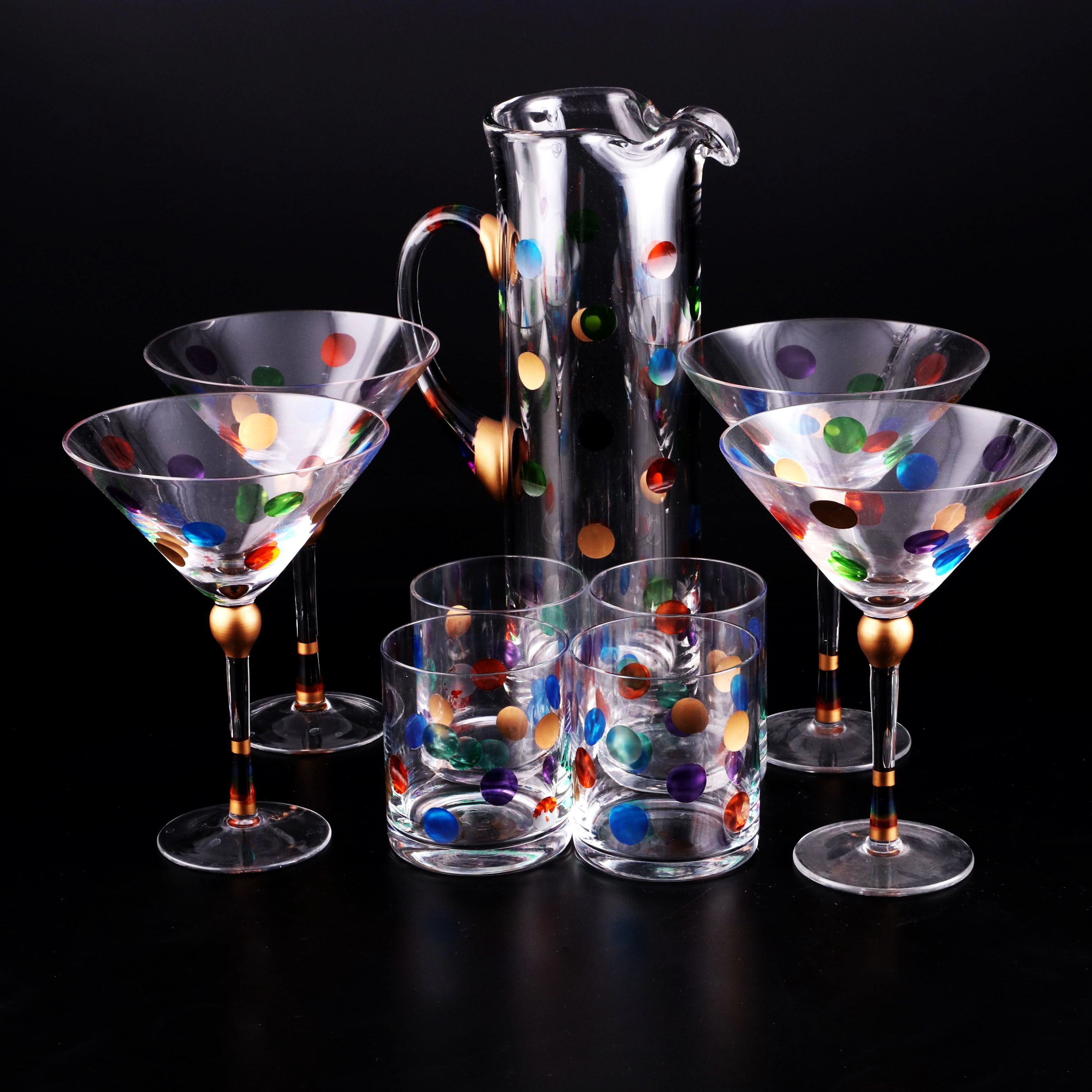 Momo Panache Crystal "Cheers" Stemware, Tumblers and Pitcher, 2009 - 2016
