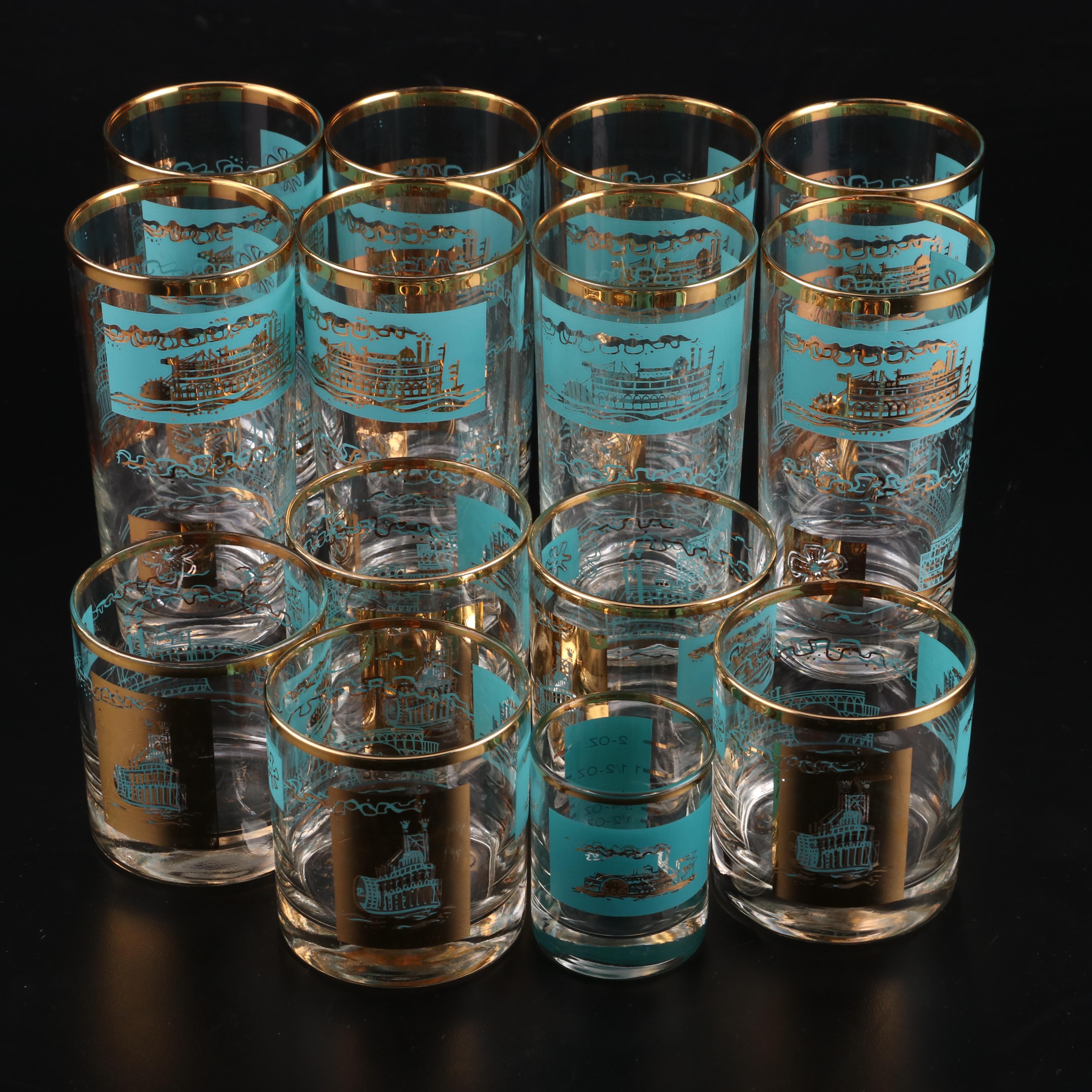 Libbey Glass Steamboat Tumblers and Cocktail Glasses, Mid20th Century EBTH