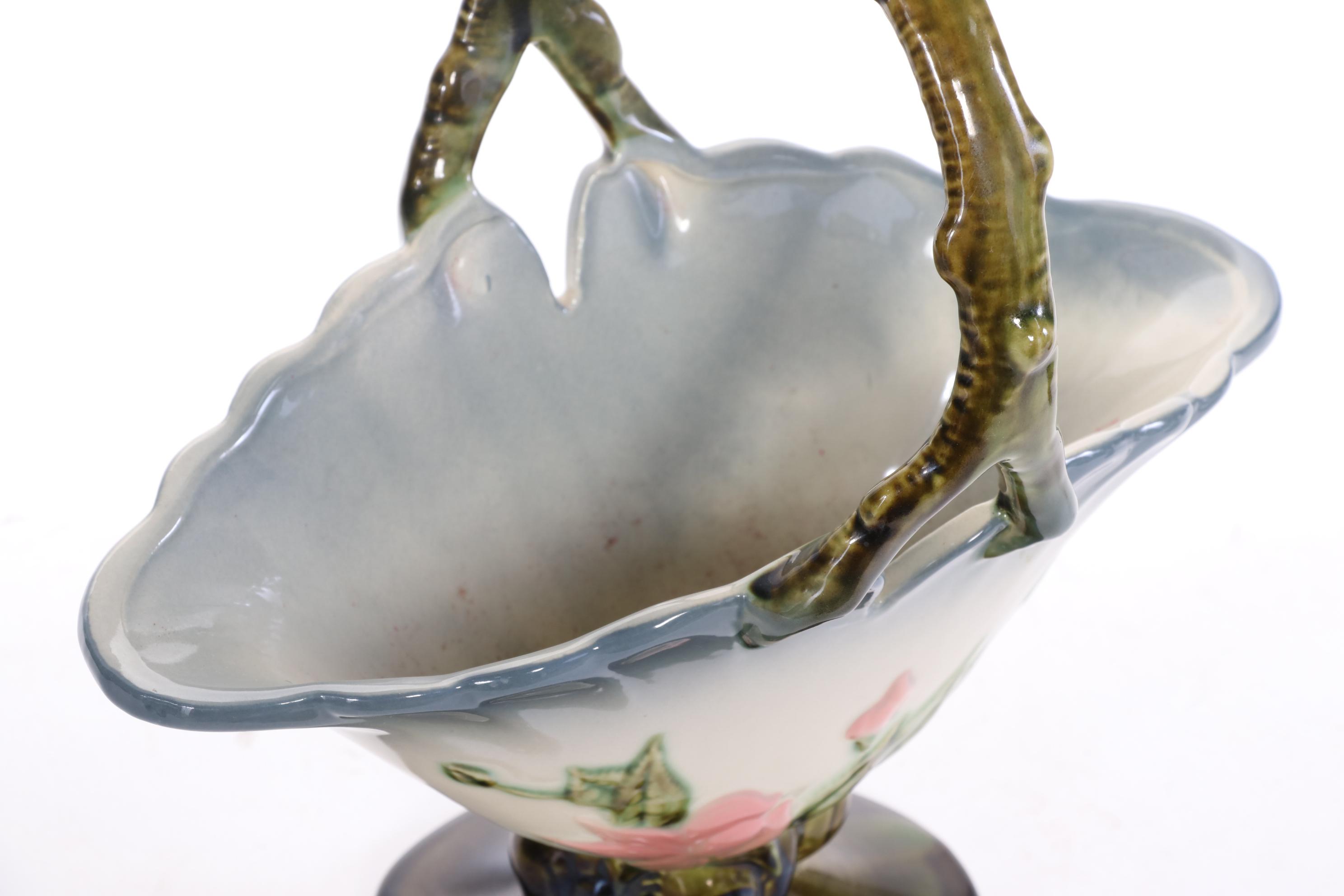 Hull Art Pottery "Woodland" Candle Holders and Basket Vase, 1950s